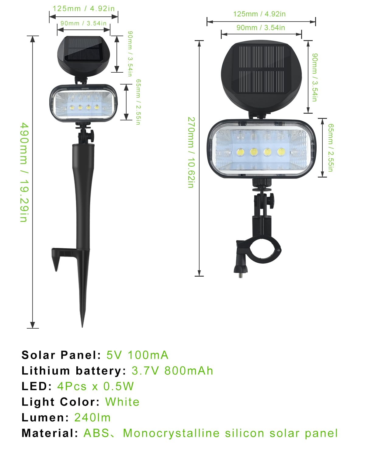 Solar Powered Flagpole Light - 4 Ultra Bright LED, 360° Adjustable, IP65 Waterproof Outdoor Light for 1