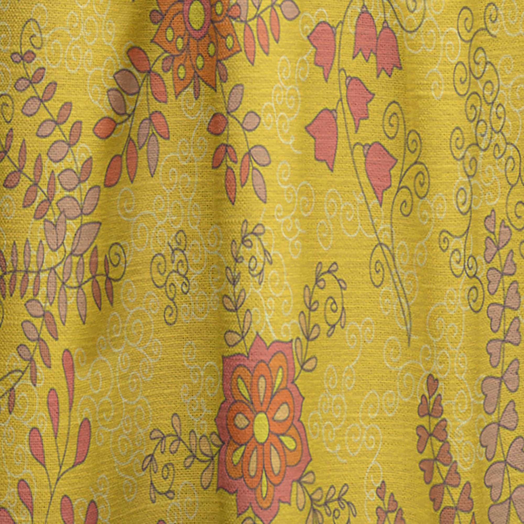 DesignQ Thermal Insulated Curtains - Colorful Botanic Texture Blackout Drapes for Bedroom & Living Room - Single Panel 52x95 Inches - Perfect for Privacy, Light Control & Energy Savings