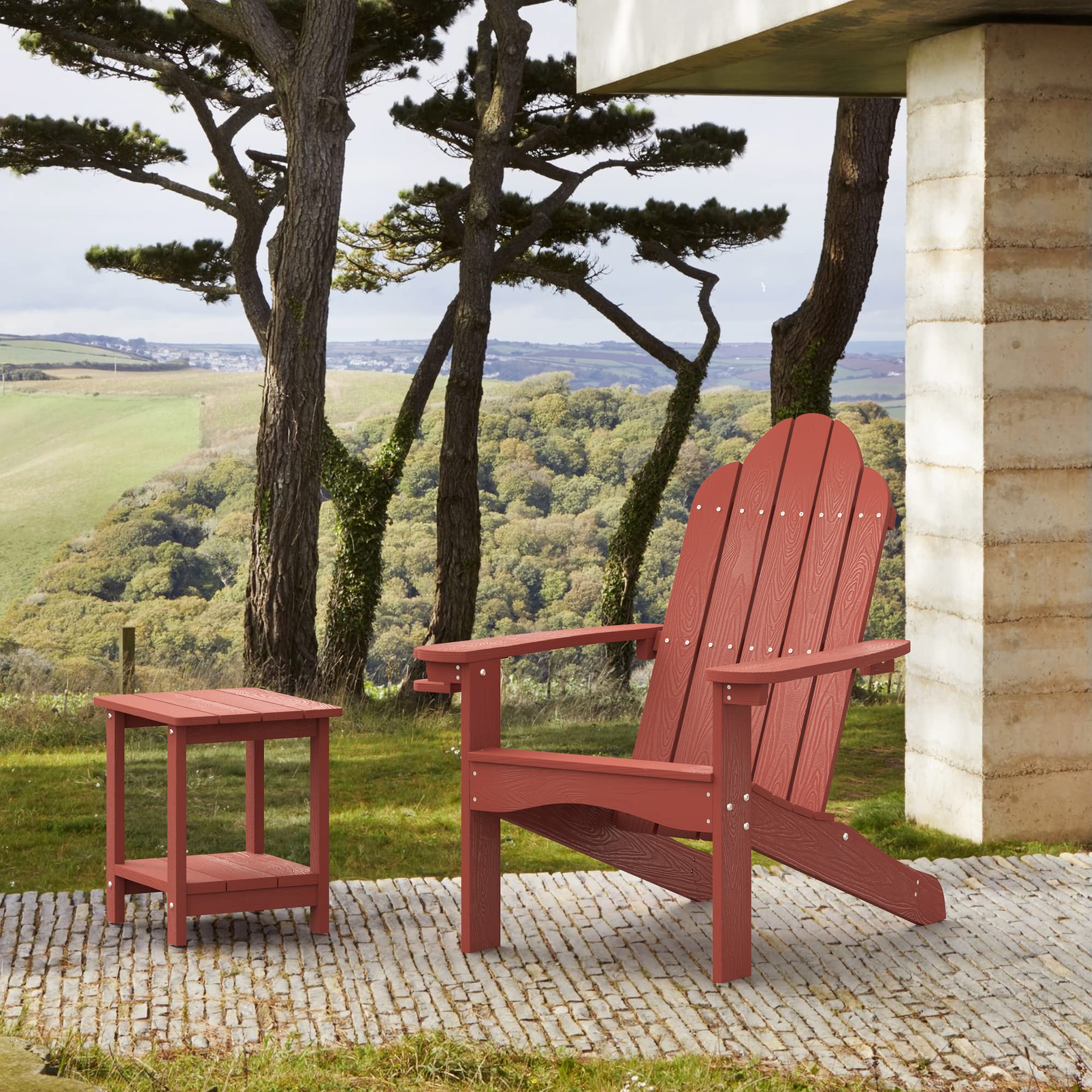 Premium LUE BONA HDPS Adirondack Chairs Set of 2 - Heavy Duty 350LBS Capacity Weather-Resistant Outdoor Plastic Chairs with Cup Holder for Patio, Deck, Porch & Backyard - Perfect for Campfires, BBQs & Relaxing Outdoors