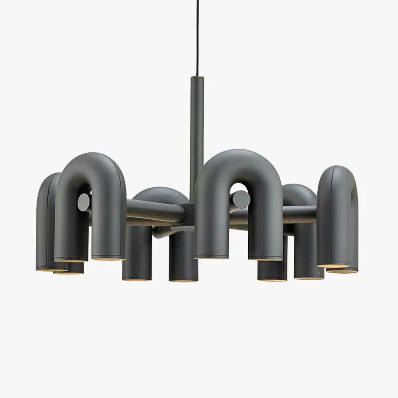 Modern U-Shaped Black Tube Pendant Light - Sleek Industrial Design for Kitchen Island, Dining Room, and Living Room Lighting