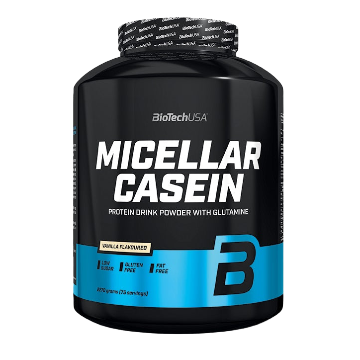 BioTechUSA Micellar Casein Protein Powder - Strawberry Flavor, 80.1 oz (2270g) | Slow-Digesting Protein for Muscle Recovery & Overnight Support | Ideal for Post-Workout, Bedtime & Meal Replacement