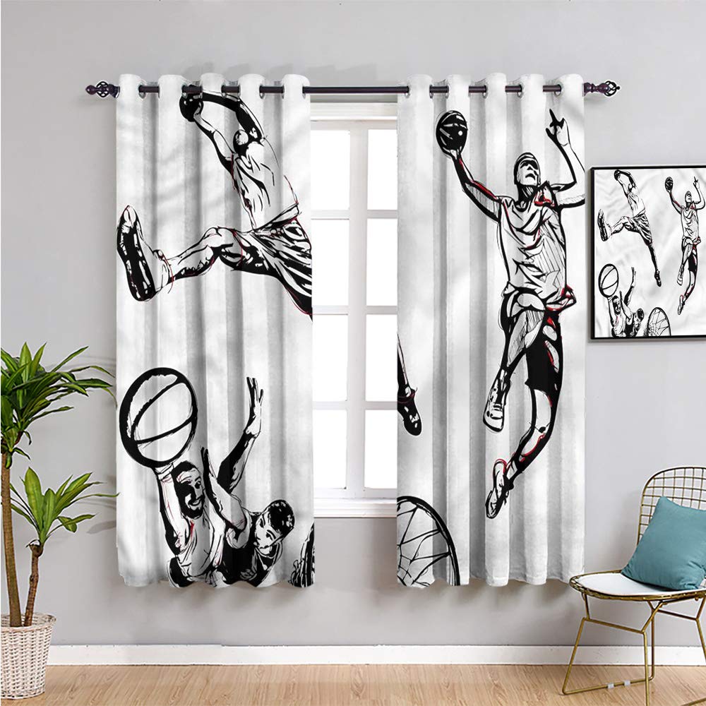 QIAOQIAOLO Blackout Curtains for Boys Room - 52x84 Inch (WxL) - Thermal Insulated Bedroom Window Curtains for Teen Athletes, Dorm & Cafe - Light Blocking, Noise Reducing, Energy Saving