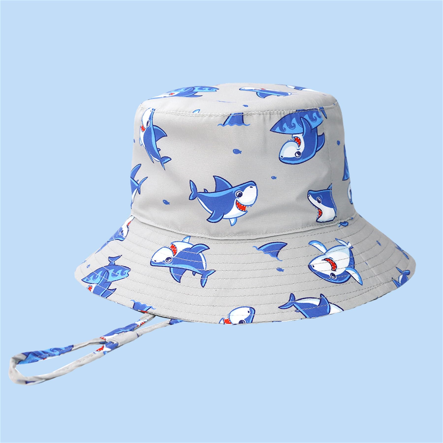 Baby Sun Hats for Toddlers - UPF 50+ Wide Brim Summer Beach Hat for Boys & Girls, Shark Grey Swim Bucket Hat for Outdoor Play, Pool, Beach & Park Activities