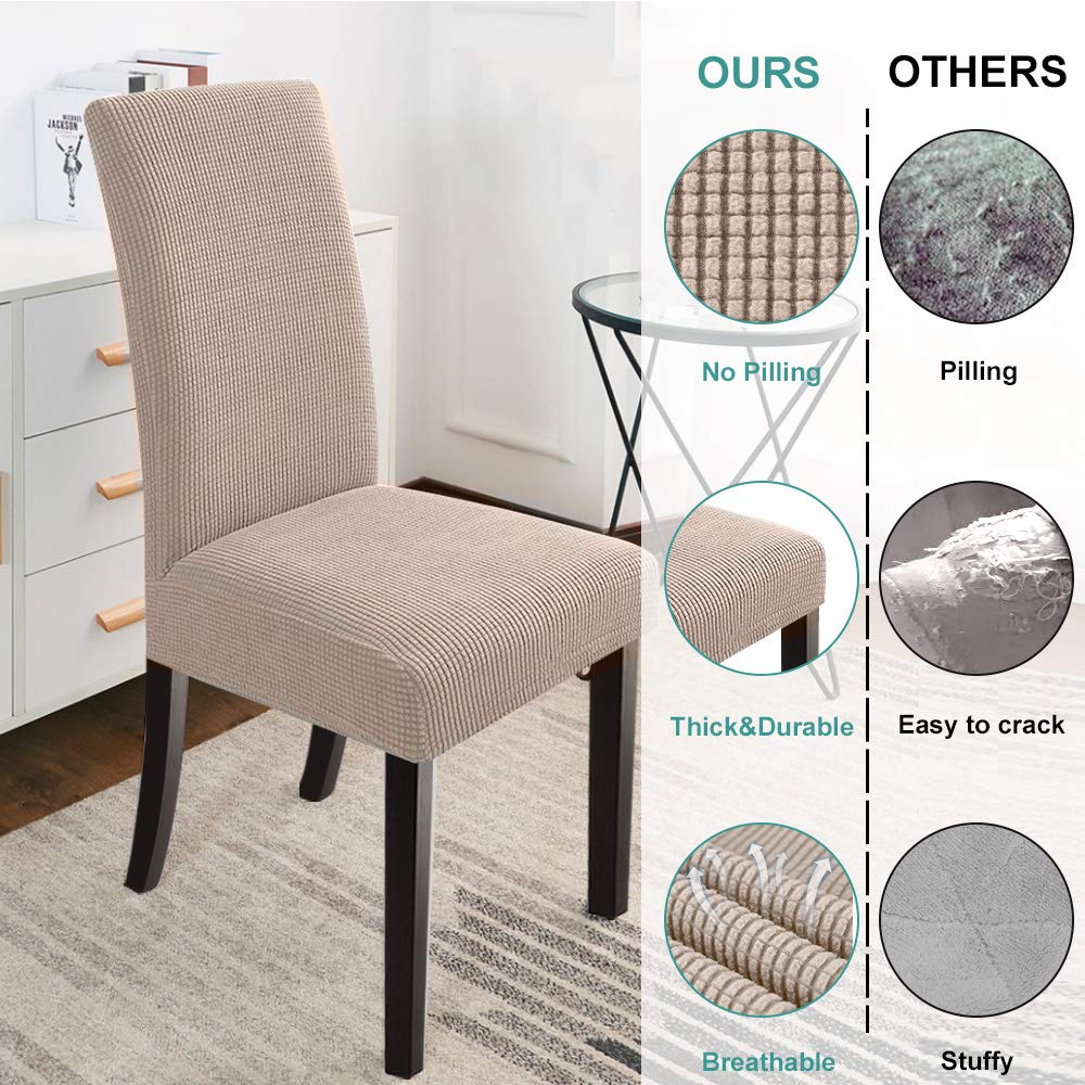 Northern Brothers Stretch Dining Chair Slipcovers - Set of 8 Khaki Parsons Chair Covers for Dining Room Furniture Protection | Perfect for Home Decor, Kitchen, Restaurant & Office Use