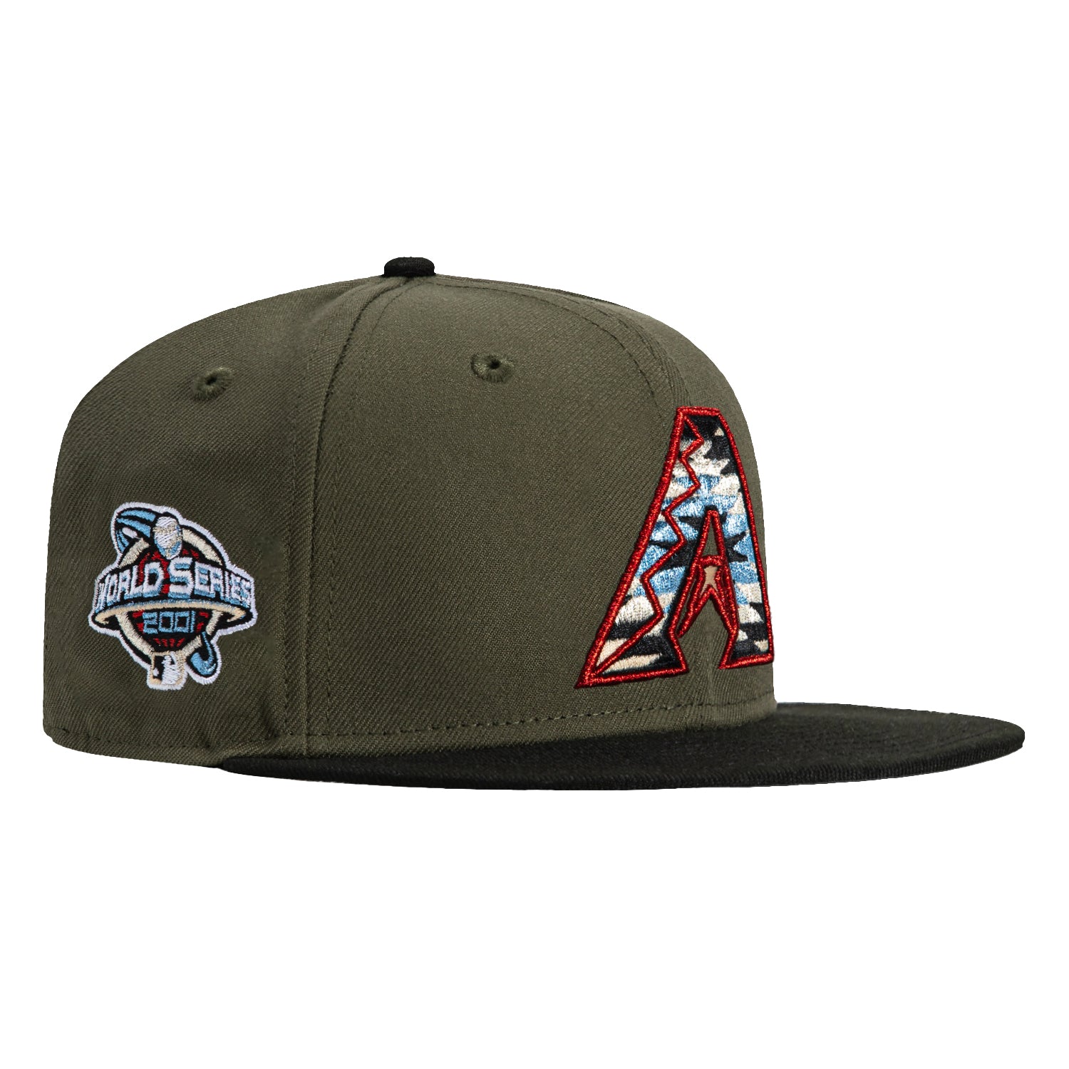 New Era 59Fifty Arizona Diamondbacks 2001 World Series Patch Snapback Hat - Olive & Black - MLB Baseball Cap for Men, Women & Fans - Perfect for Games, Collecting & Streetwear Fashion