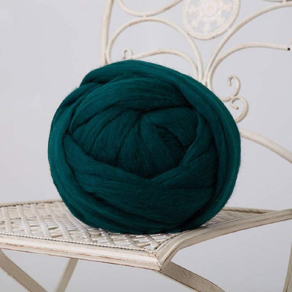 Premium Merino Wool Yarn - Super Chunky 8 lbs Roving for Arm Knitting | DIY Giant Knit Blankets & Throws | Eco-Friendly Dark Green Home Decor | Perfect for Cozy Winter Projects & Handmade Gifts