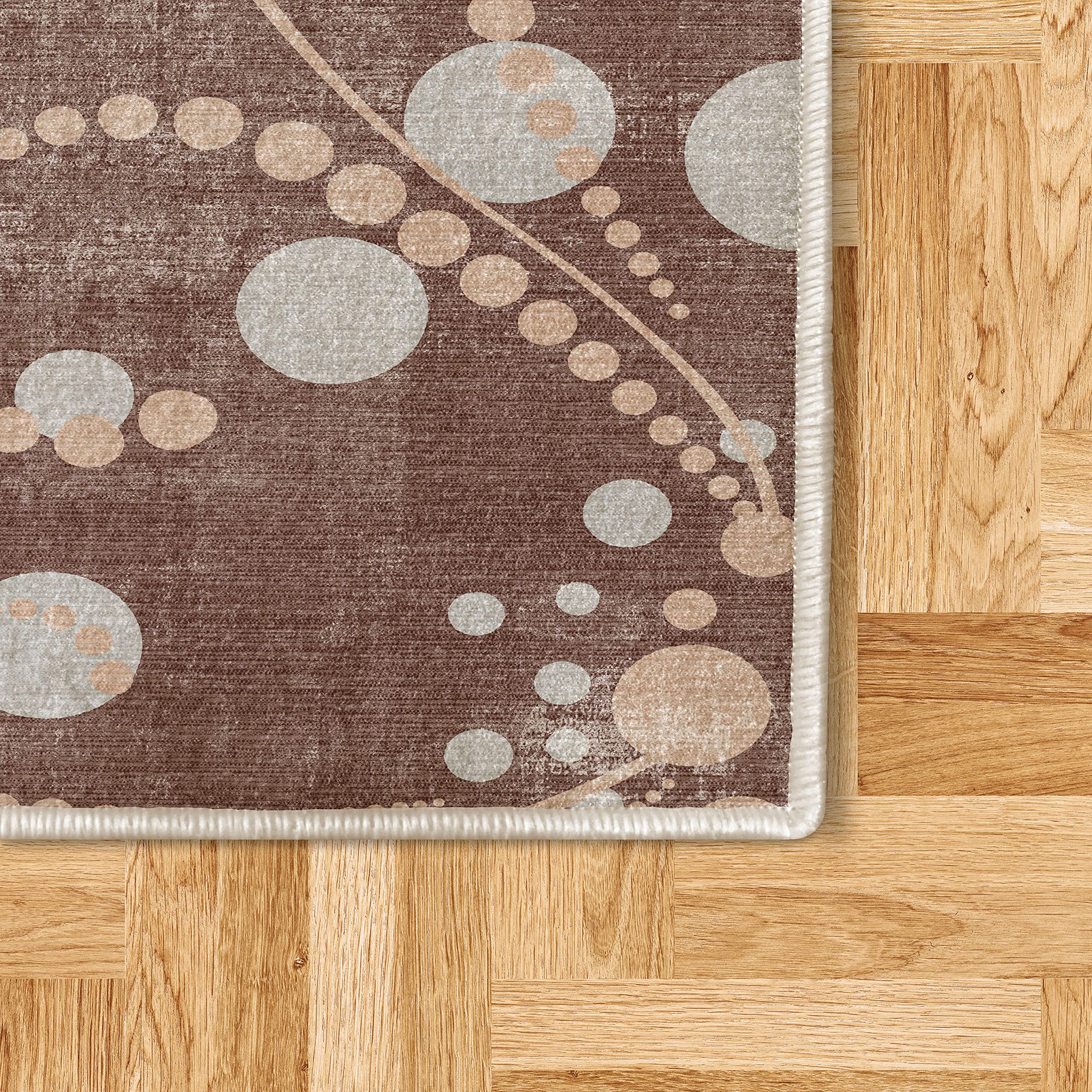 Ambesonne Abstract Spiral Floral Modern Rug with Polka Dots - 5'1