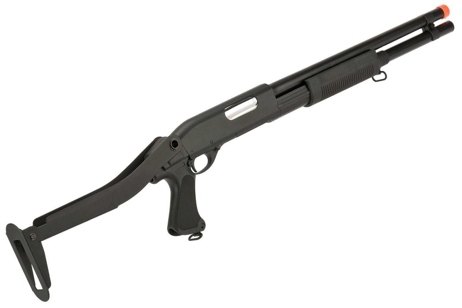 CYMA Standard Full Metal M870 3-Round Burst Multi-Shot Shell Loading Airsoft Shotgun with Folding Stock - Realistic Tactical Training & Outdoor Airsoft Games