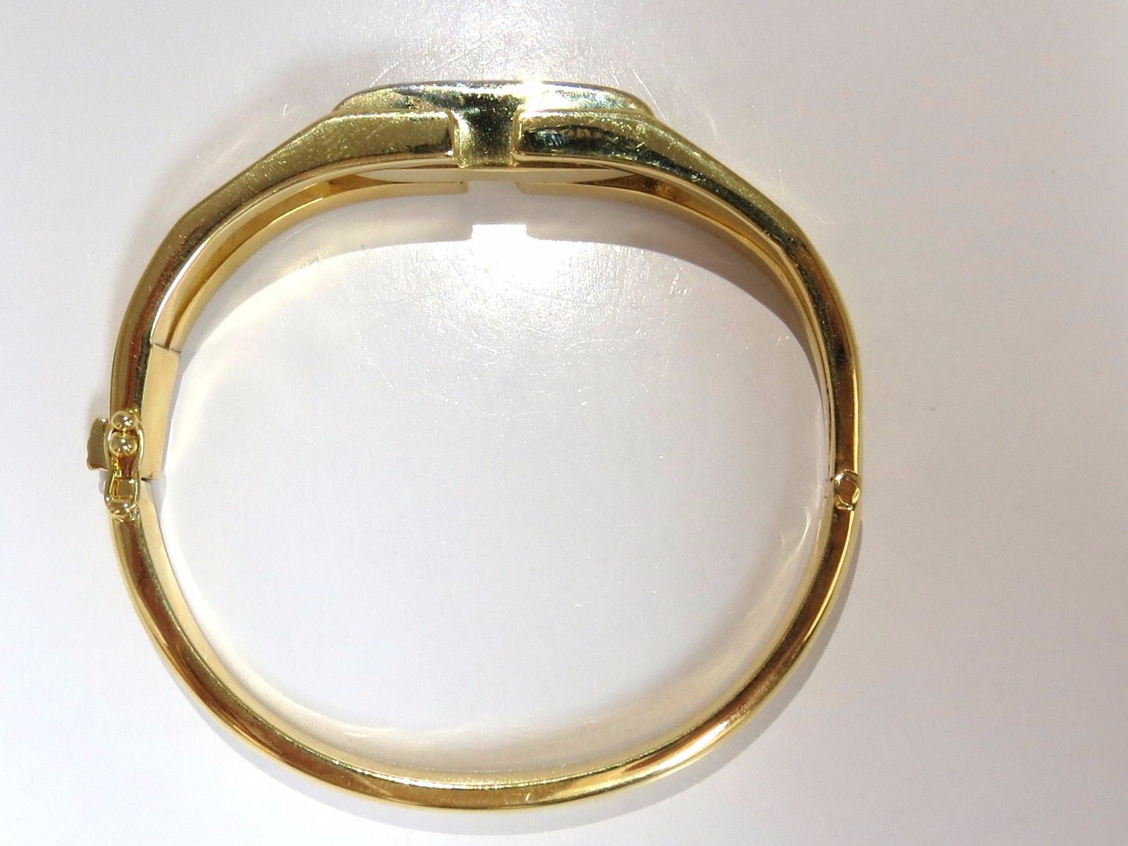 14Kt Gold Bangle Bracelet with 0.70ct Round Natural Diamonds - Raised Bar Deco Design for Women's Luxury Jewelry, Perfect for Weddings, Anniversaries & Special Occasions
