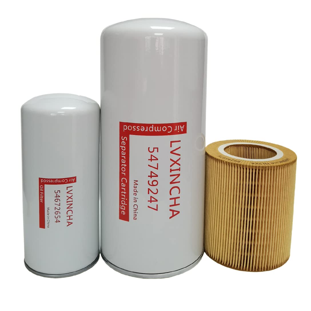 LVXINCHA Oil Separator 54749247, Oil Filter 54672654 & Air Filter 89295976 - 3-in-1 Replacement Filter Kit for Air Compressor | Perfect for Industrial Workshops, Auto Repair & Home DIY Projects