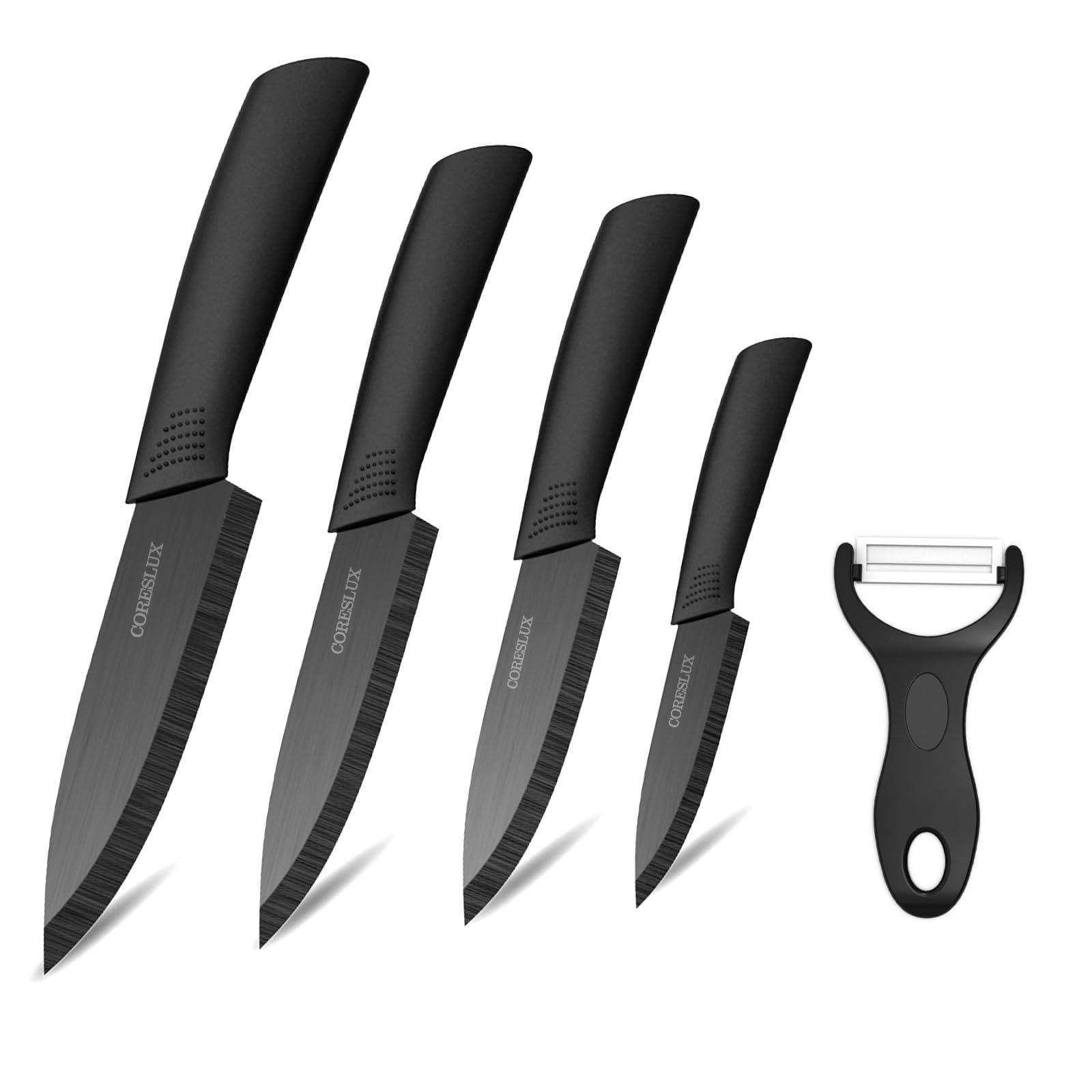 Premium 6-Piece Ceramic Knife Set - CORESLUX Ultra Sharp Kitchen Knives with 6