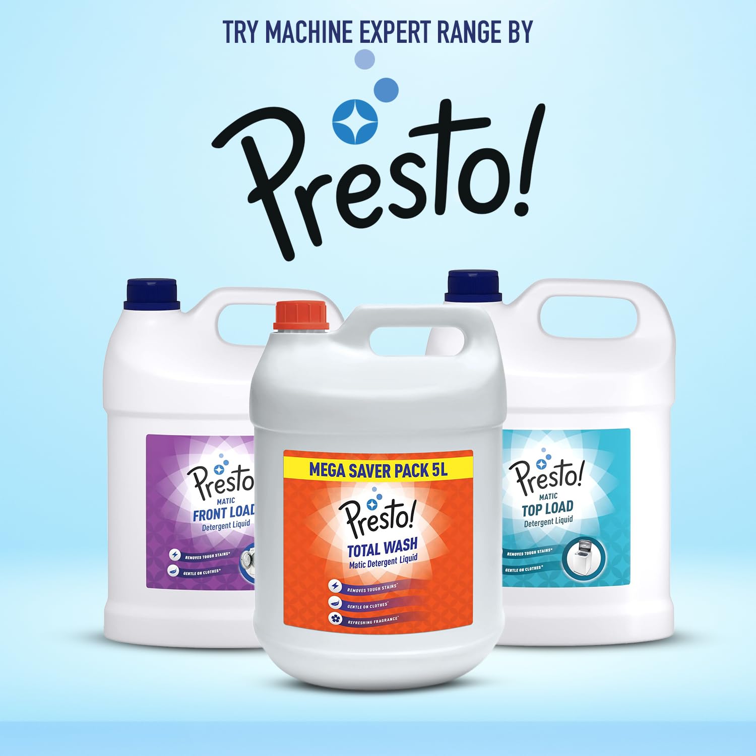 Presto! Matic Front Load Liquid Laundry Detergent - 2L Bottle | High-Efficiency HE Washer Safe | For Fresh & Clean Clothes | Perfect for Families & Large Loads