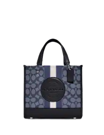 Coach Dempsey Tote 22 - Signature Jacquard Crossbody Bag with Stripe Design & Coach Patch - Perfect for Work, Travel & Everyday Use
