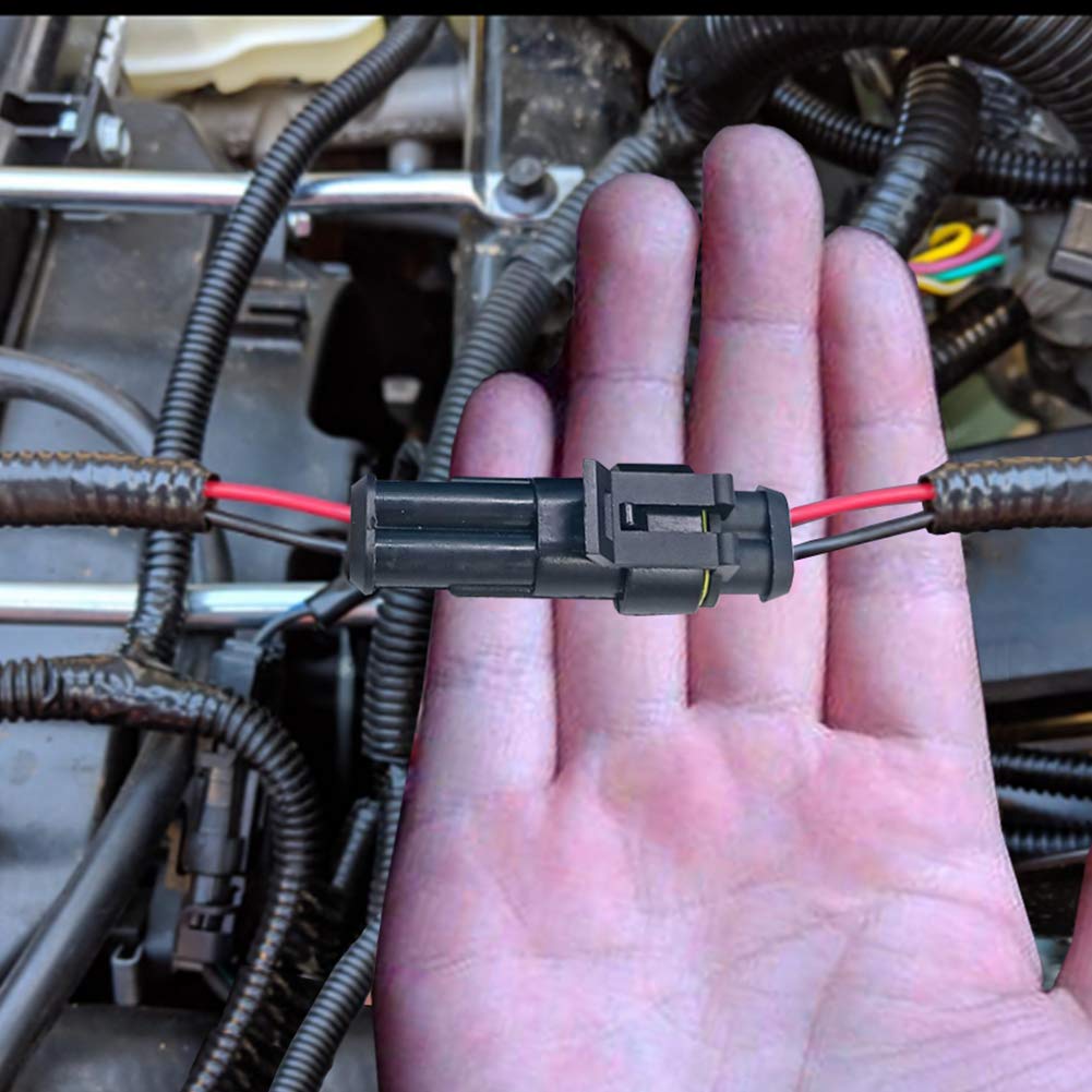 2 Pin Waterproof Electrical Connectors 16AWG - Quick Disconnect Wire Connectors for Auto, Truck, Boat & Marine Applications - Secure 2-Wire Connection (5 Pack) - Ideal for Automotive Wiring, Marine Electronics & Outdoor Electrical Projects