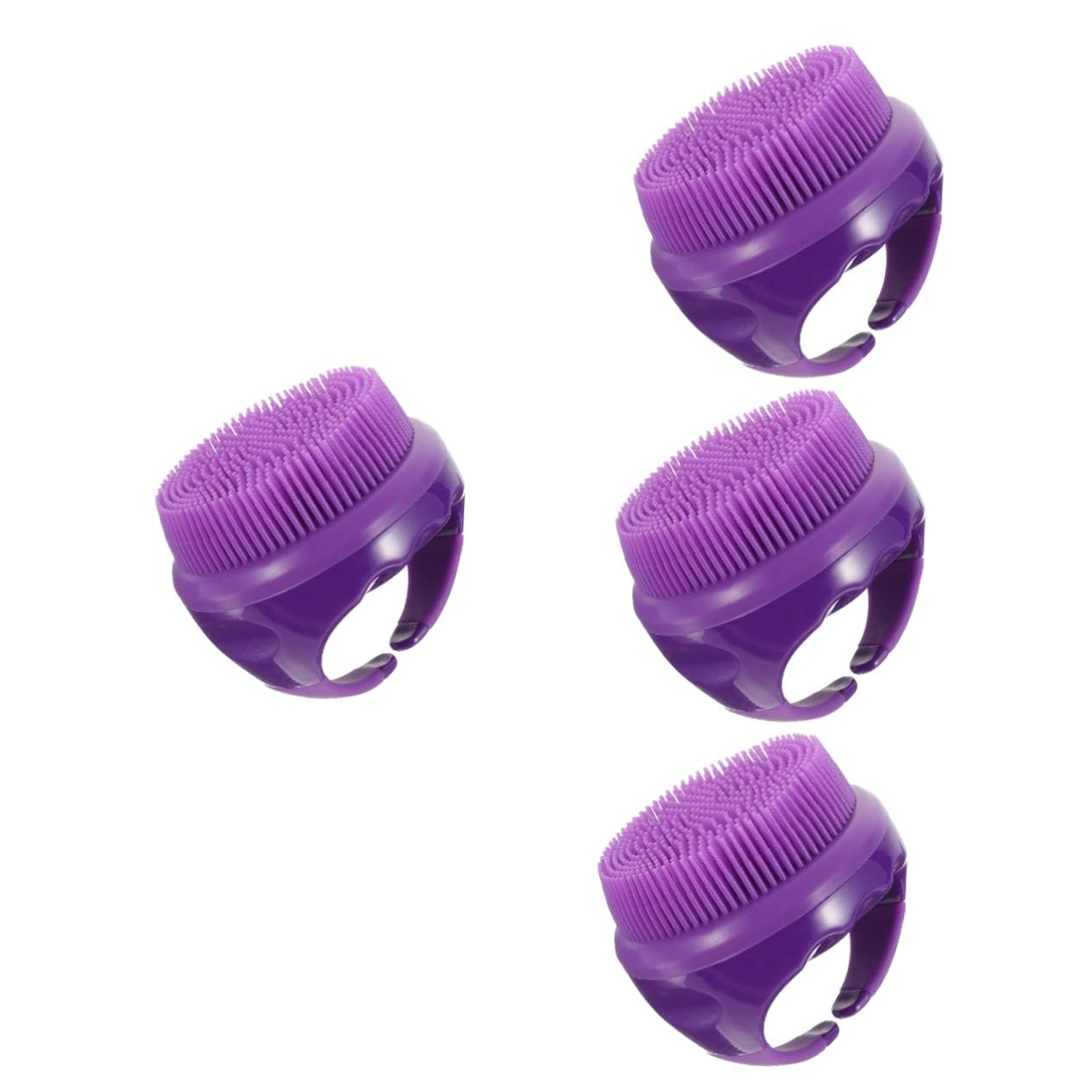VILLCASE 4-Pack Silicone Bath Brushes - Exfoliating Body Scrubber for Men & Women - Double-Sided Shower Brush with Soft Bristles - Purple Bath Cleaning Brush for Spa, Home & Travel Use