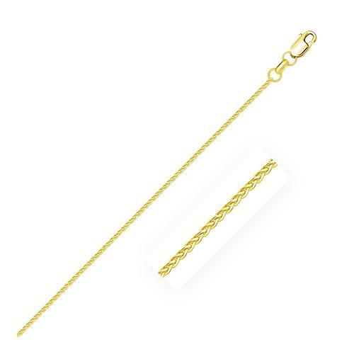 14K Yellow Gold Diamond Cut Round Wheat Chain Necklace - 1.1mm Thin, 20 Inch Length - Perfect for Layering, Gift Giving & Everyday Elegance