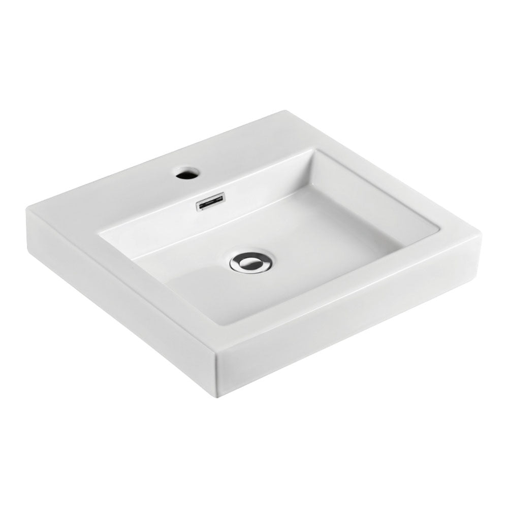 Fienza 7078W Como Gloss White Above Counter Bathroom Sink with Single Tap Hole - Perfect for Modern Vanities and Powder Rooms