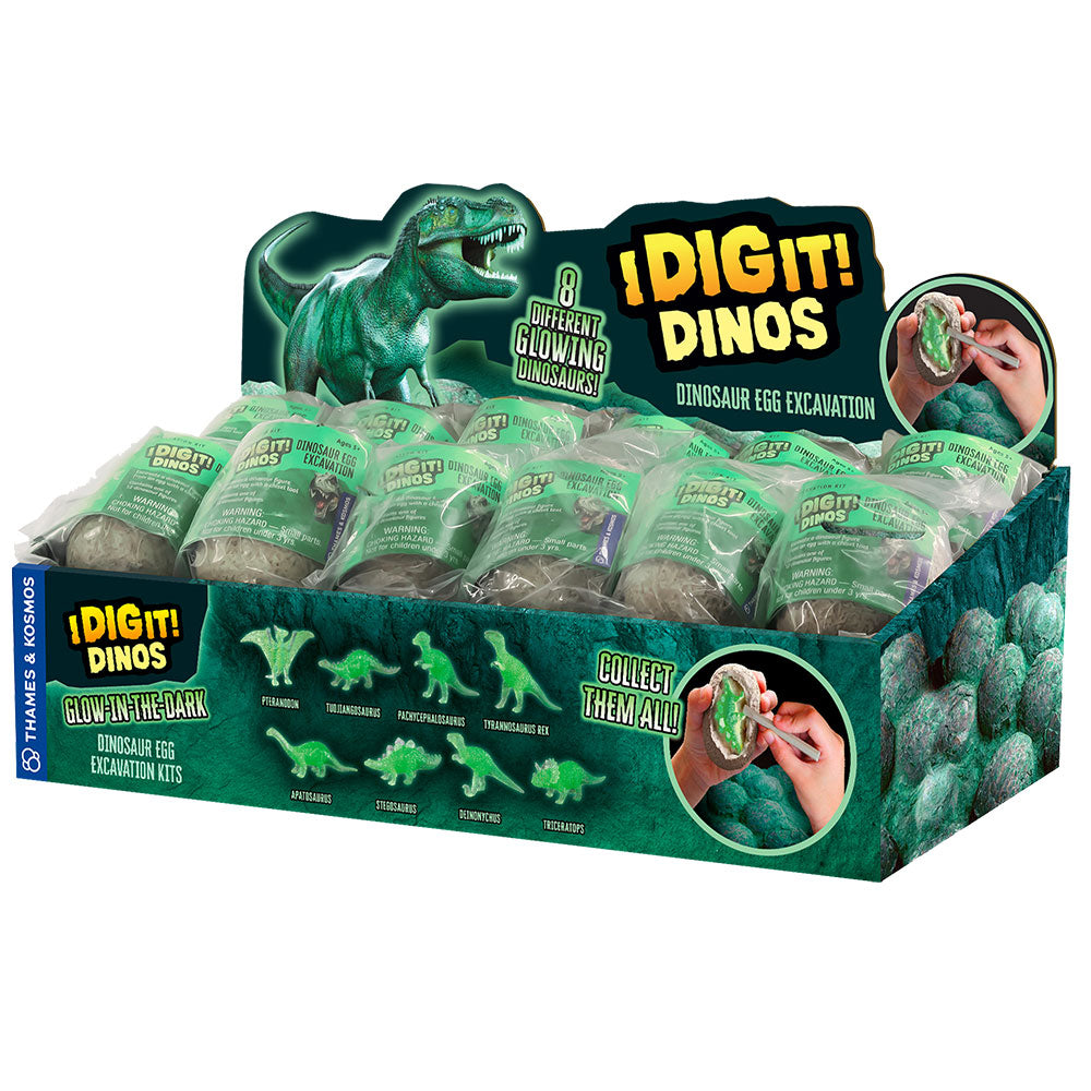 Glow in the Dark Dinosaur Eggs - 24pc Excavation Kit for Kids | STEM Educational Toy | Perfect for Birthday Parties, Classroom Activities & Science Experiments