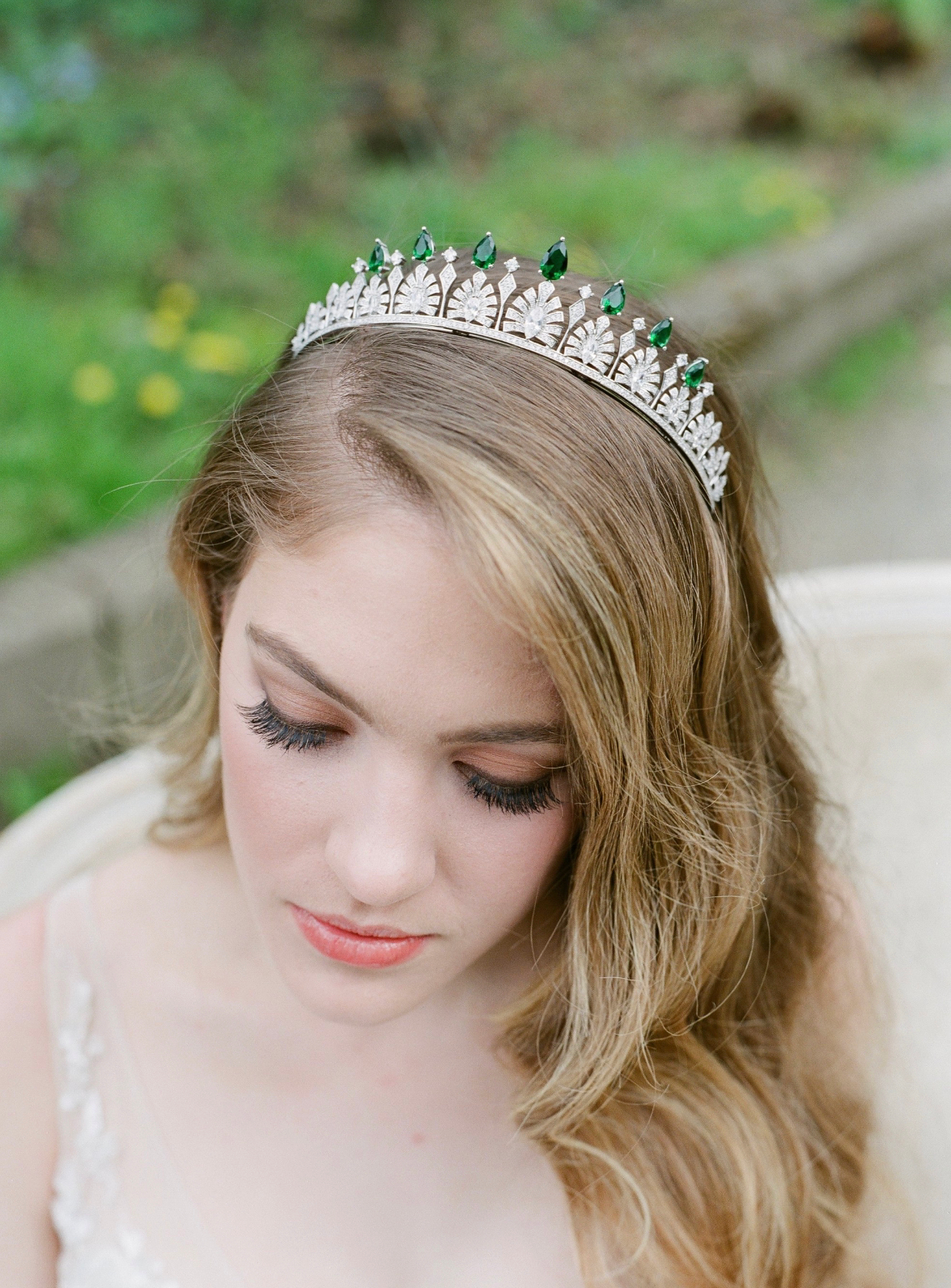 SOFIA Emerald Tiara - Elegant Crystal Rhinestone Bridal Crown for Weddings, Prom, Quinceañera, and Special Occasions