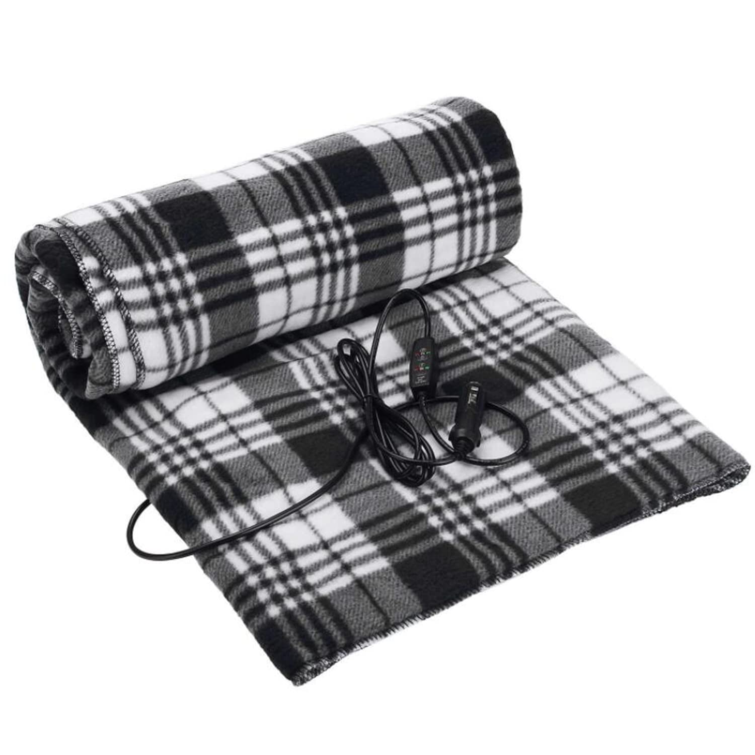 12V Electric Heated Car Blanket with Adjustable Temperature Controller - Warm Travel Blanket for Winter Driving in Cars, Trucks & RVs - Perfect for Road Trips, Camping and Cold Weather Commutes