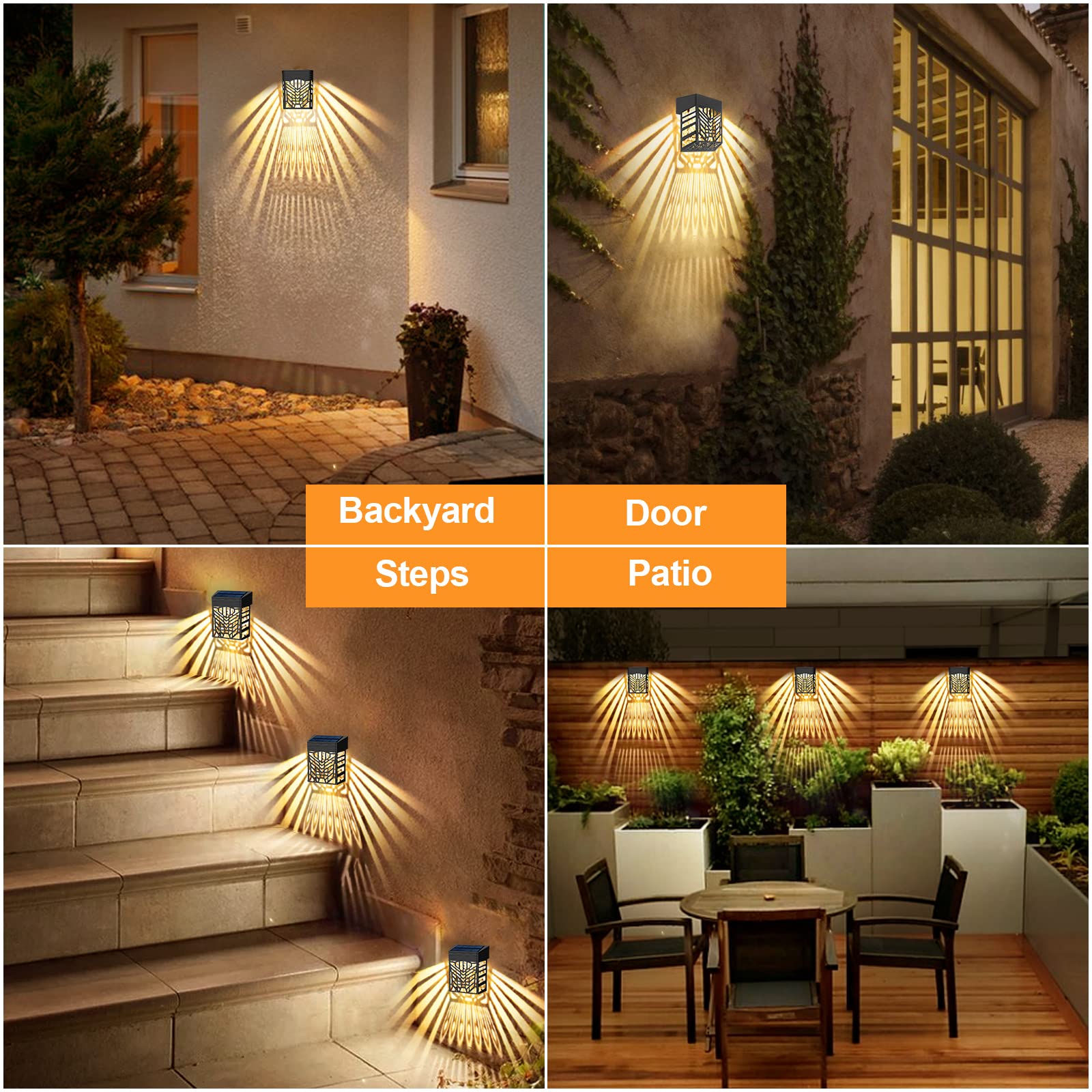 FLITI 6 Pack Solar Deck Lights Outdoor Waterproof - Warm White Solar Powered Step Lights for Garden, Backyard, Patio, Pathway, Wall & Stairs | Weatherproof Landscape Lighting for Nighttime Safety & Ambience