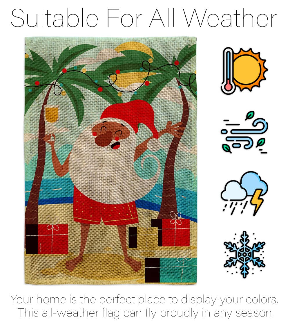Santa Burlap Garden Flag - Double-Sided USA Made for Christmas & Summer Decor