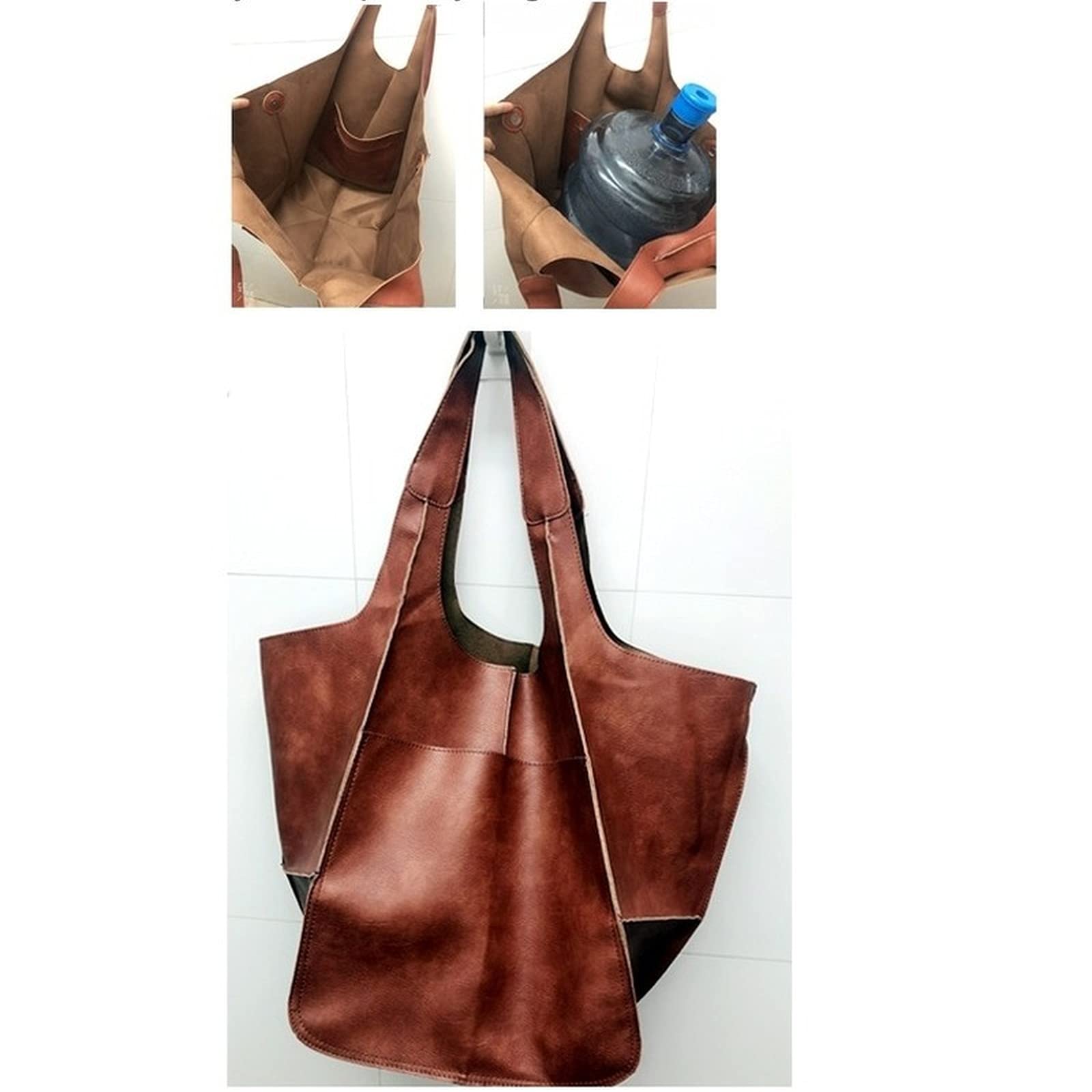 Stylish Large Capacity Faux Leather Tote Bag for Women - Designer Metal Accent Shoulder Purse - Perfect for Work, Travel & Shopping