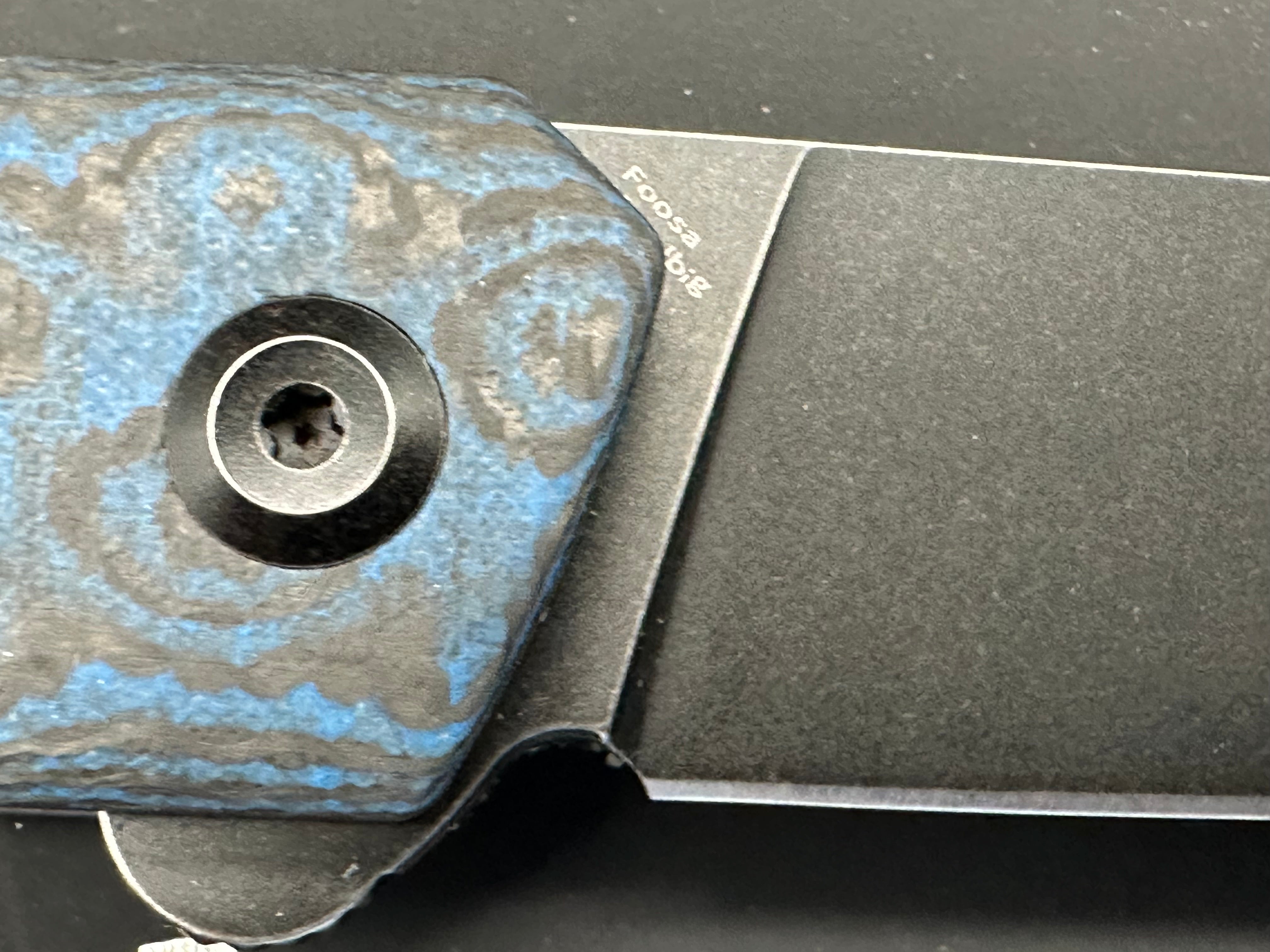 Kansept Foosa Slip Joint Pocket Knife - Black/Blue Carbon Fiber Handle, 3 Black SW Blades - EDC Folding Knife for Camping, Hiking & Everyday Carry
