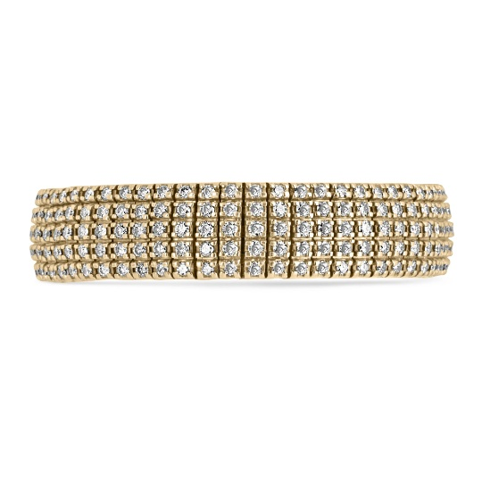 9.57tcw 44.8 Grams Heavy 5 Diamond Row Champagne Diamond Bracelet for Women - Elegant Tennis Bracelet for Wedding, Anniversary & Special Occasions