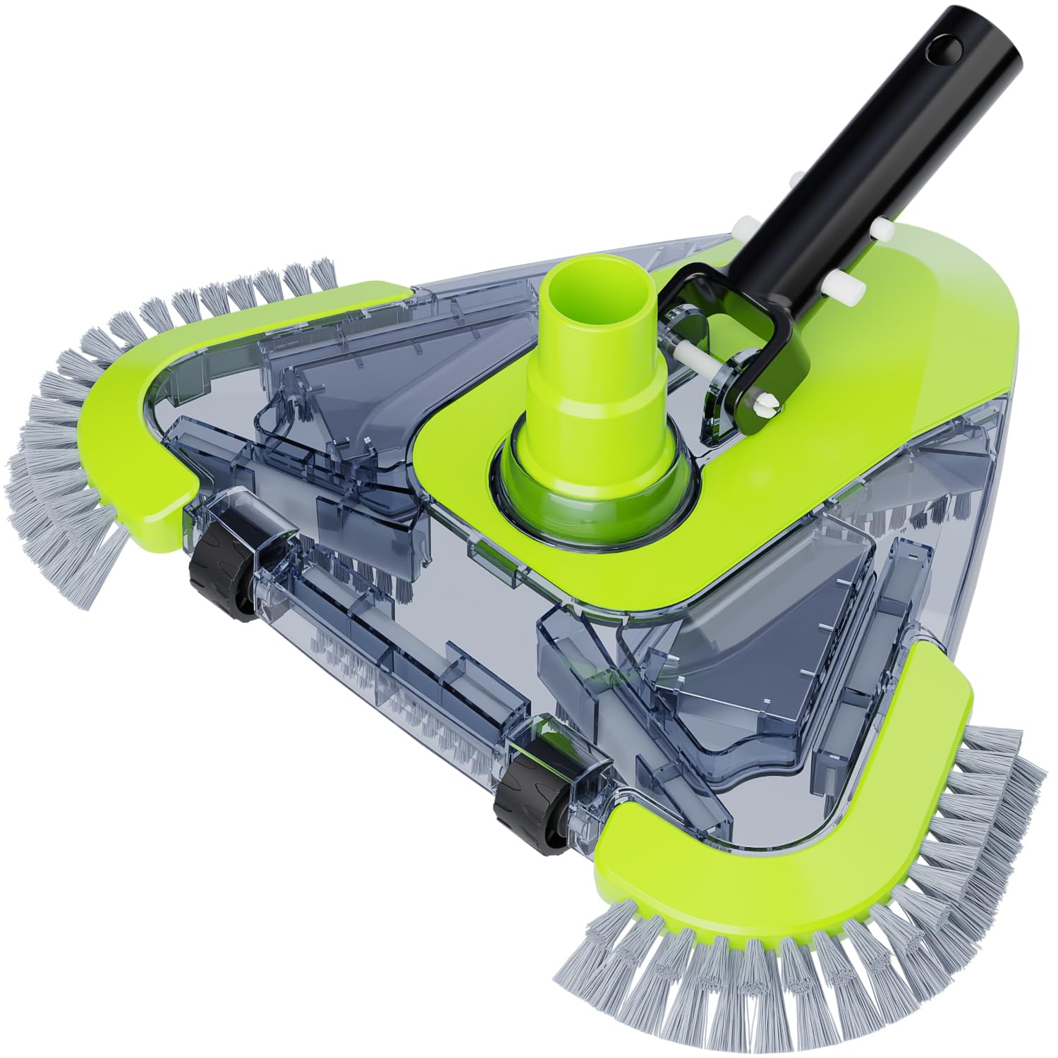Upgraded Pool Vacuum Head with Wheels & Side Brushes - Universal Rotatable Hose Adapter for Inground & Above Ground Pools - Weighted Triangular Design - Perfect for Pool Cleaning & Maintenance - Ideal for Home, Hotel & Commercial Swimming Pools