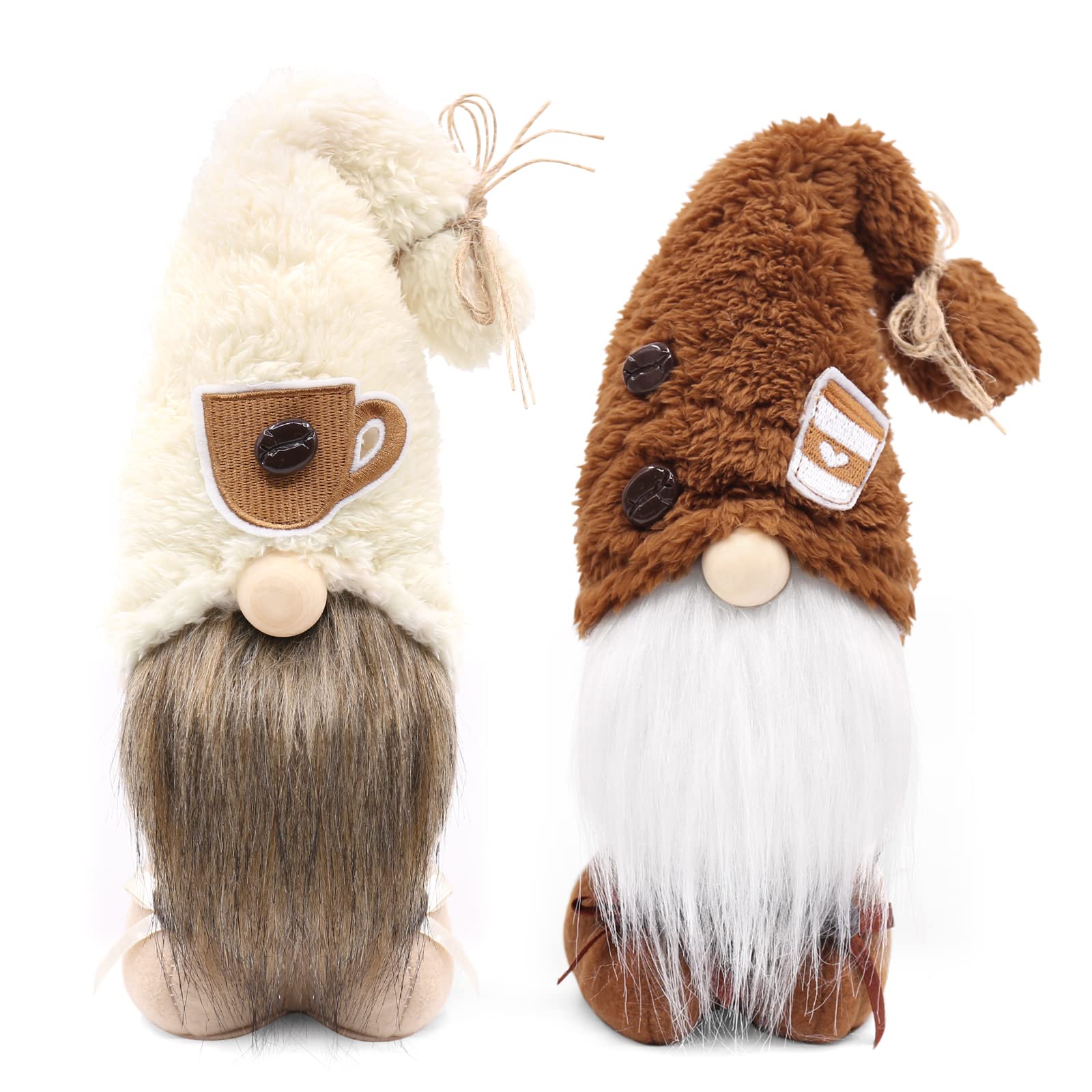 Coffee Gnomes Plush Set of 2 - Scandinavian Tomte Decor for Coffee Bar & Farmhouse