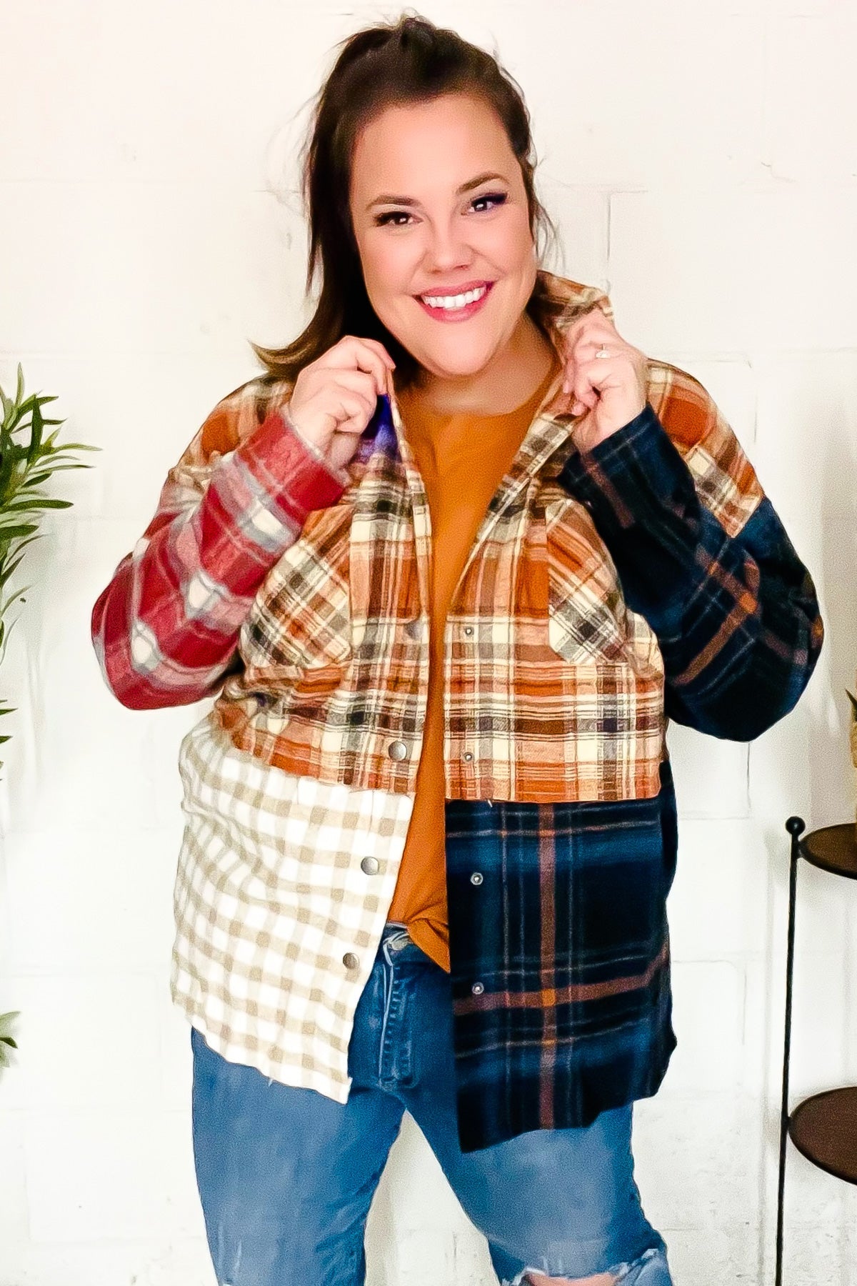 Stylish Multicolor Plaid Snap Button Shacket for Women - Trendy Fall & Winter Layering Piece for Casual Outfits and Outdoor Activities