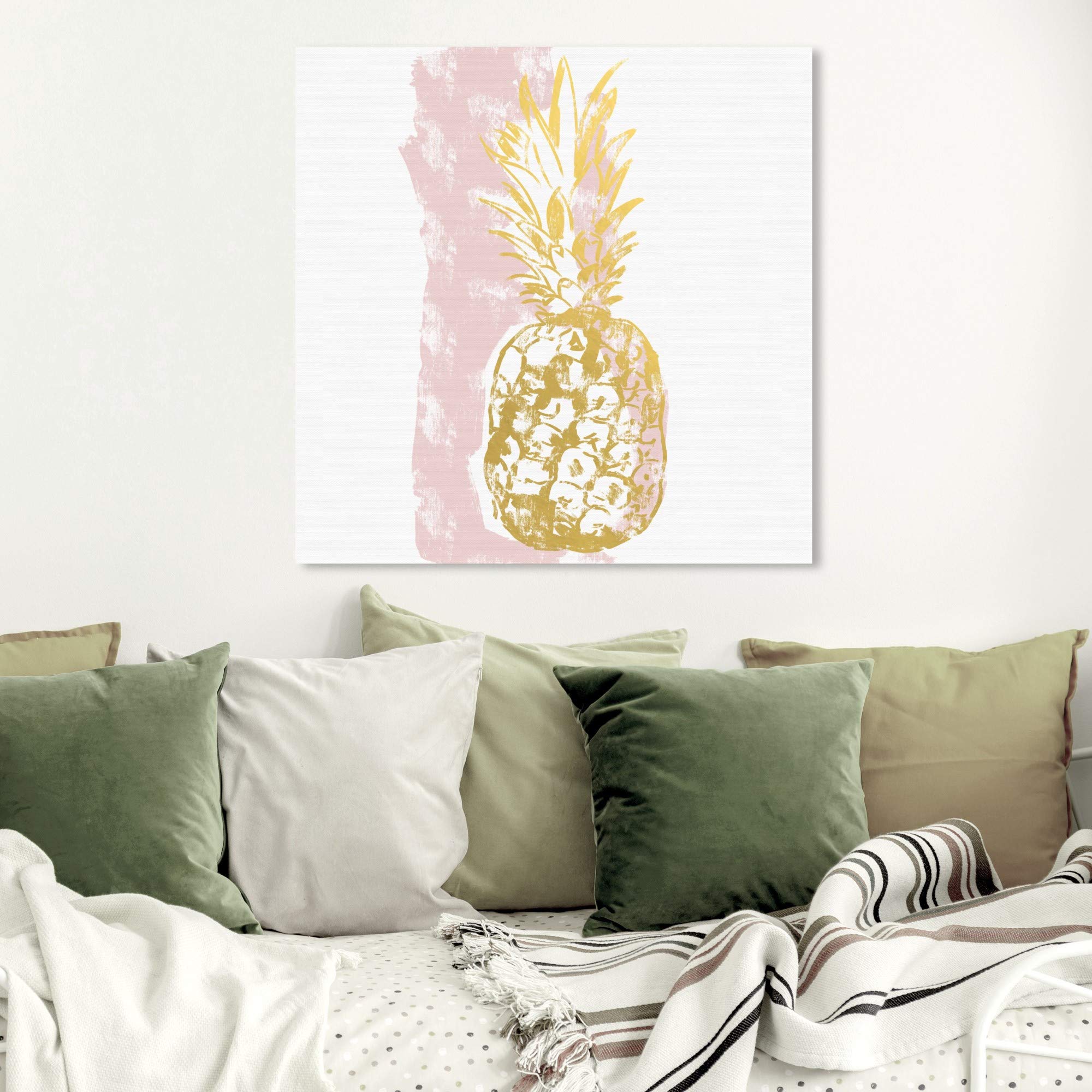 Wynwood Studio Blush Pineapple Square Wall Art Canvas Print - 30