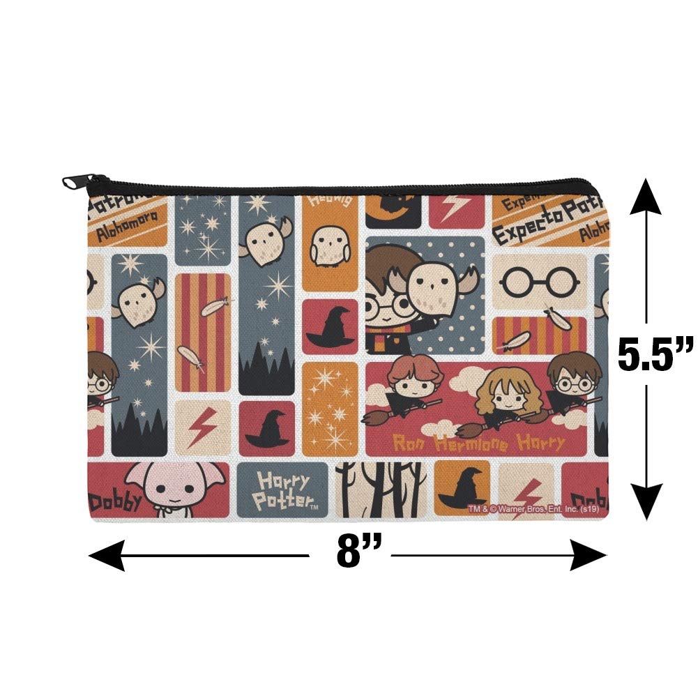 Harry Potter Chibi Cosmetic Bag - Cute Makeup Organizer Pouch for Travel & Daily Use | Official Graphics & More Collection