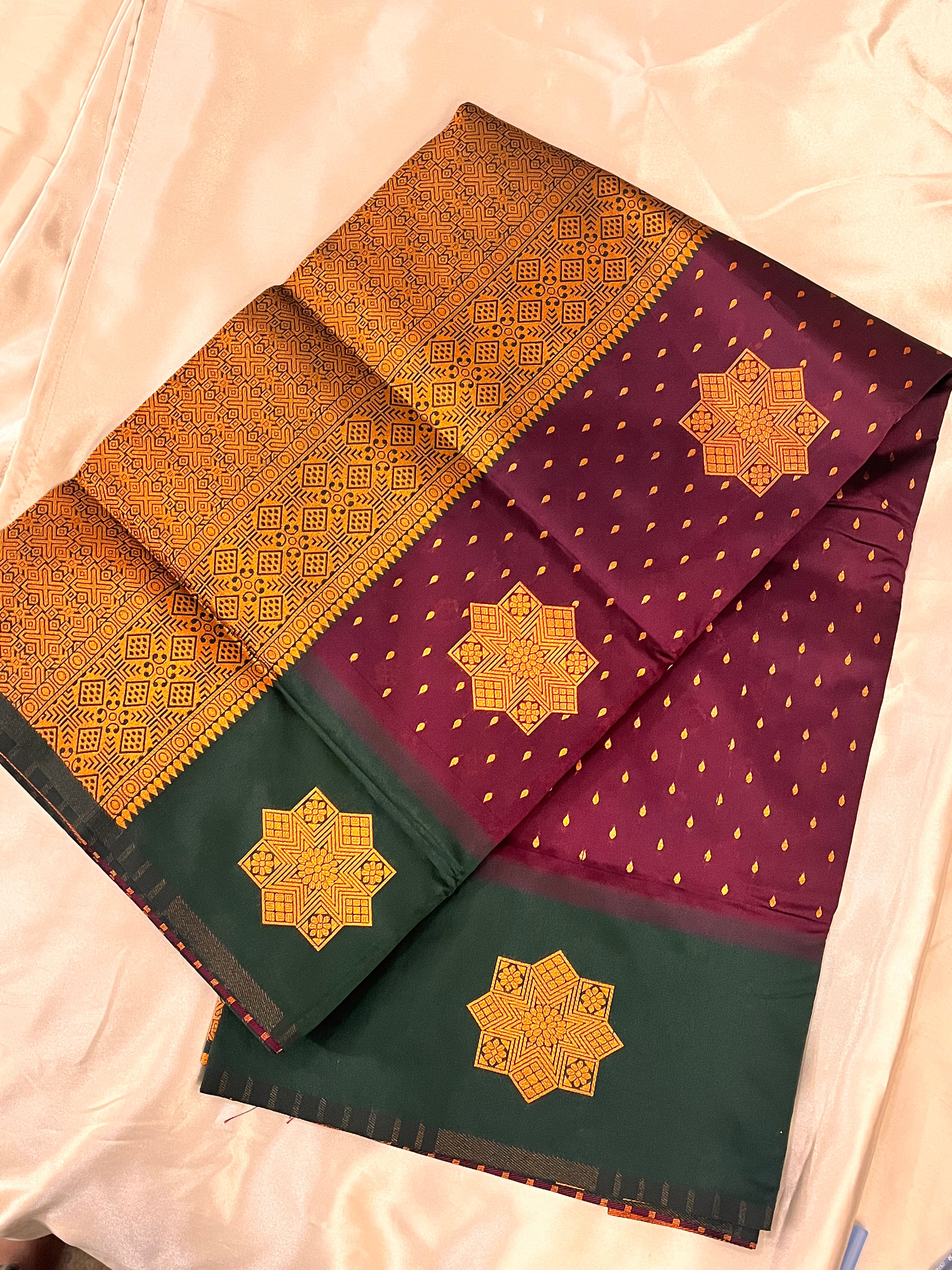 Elegant Purple and Dark Green Soft Silk Saree for Women - Indian Traditional Dress for Weddings, Parties & Festive Occasions