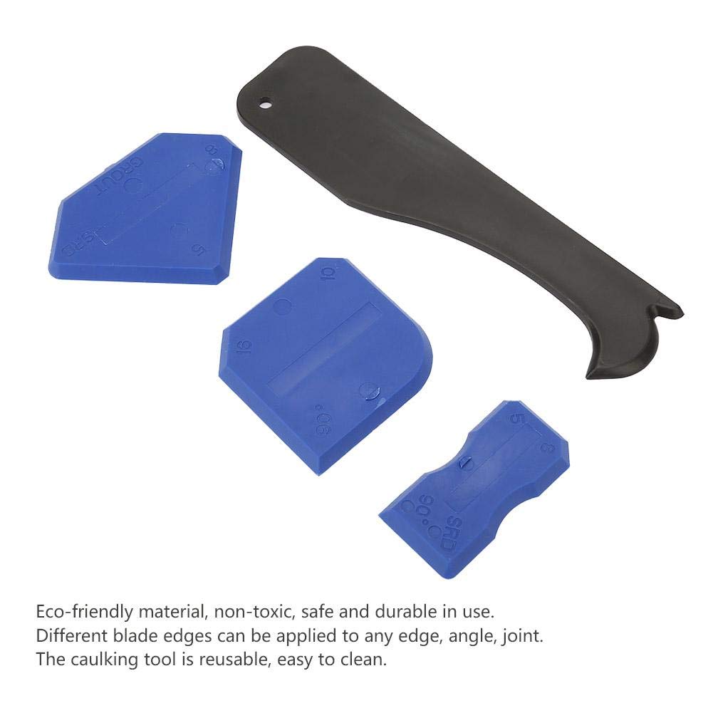 4PCS Caulking Tool Kit - Professional Sealant Finishing Tools with Silicone Scraper & Grout Remover for Perfect Caulk Lines (Blue) - Ideal for Bathroom, Kitchen & DIY Home Projects
