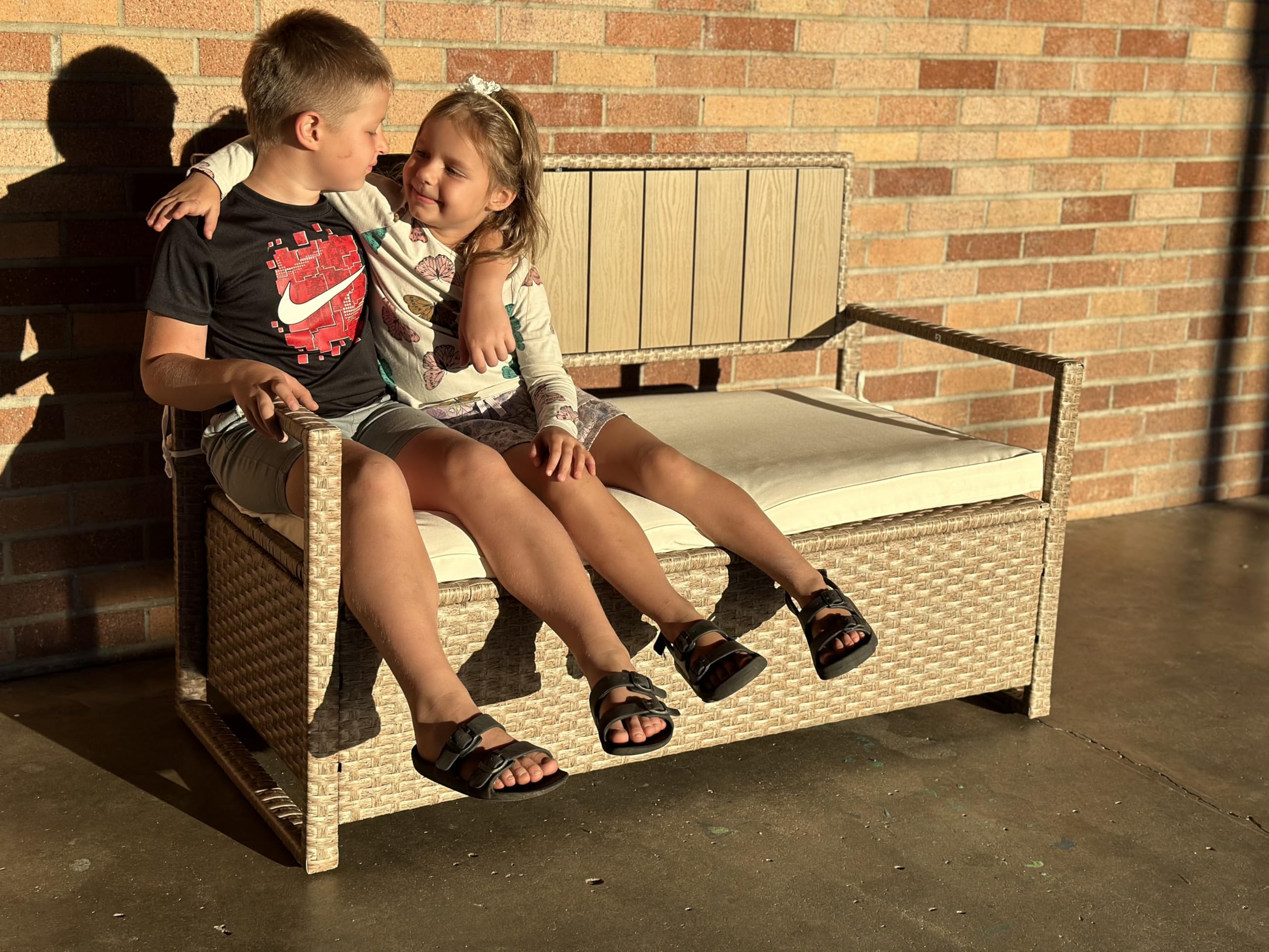 YITAHOME 70 Gallon Outdoor Storage Bench - All-Weather PE Rattan Deck Box with Wicker Design | Patio Furniture Storage, Pool Accessories Organizer, Garden Tools Container | Perfect for Backyard, Deck & Poolside Use (Beige)