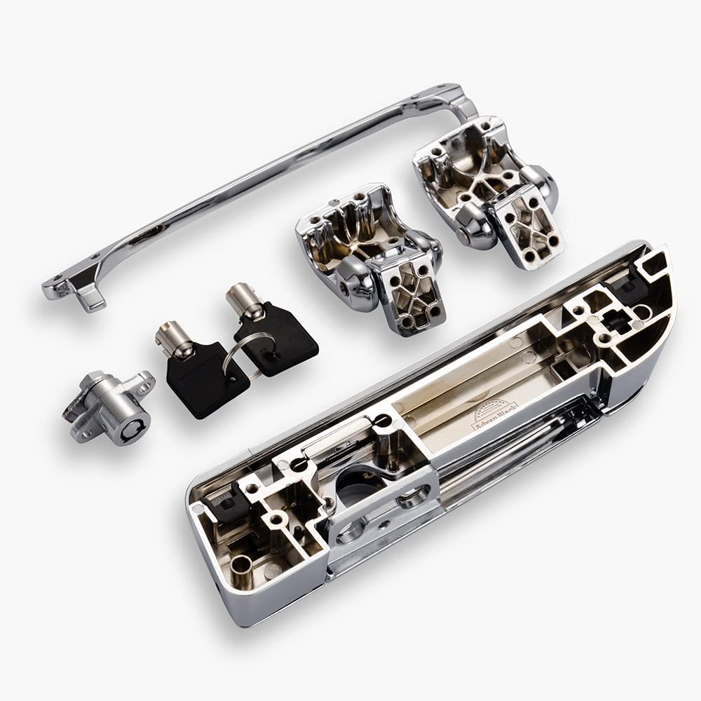2014+ Harley Razor/Chopped/King Tour Pak Chrome Hinges & Latch Kit - Durable Replacement for Travel Trunk & Luggage Storage
