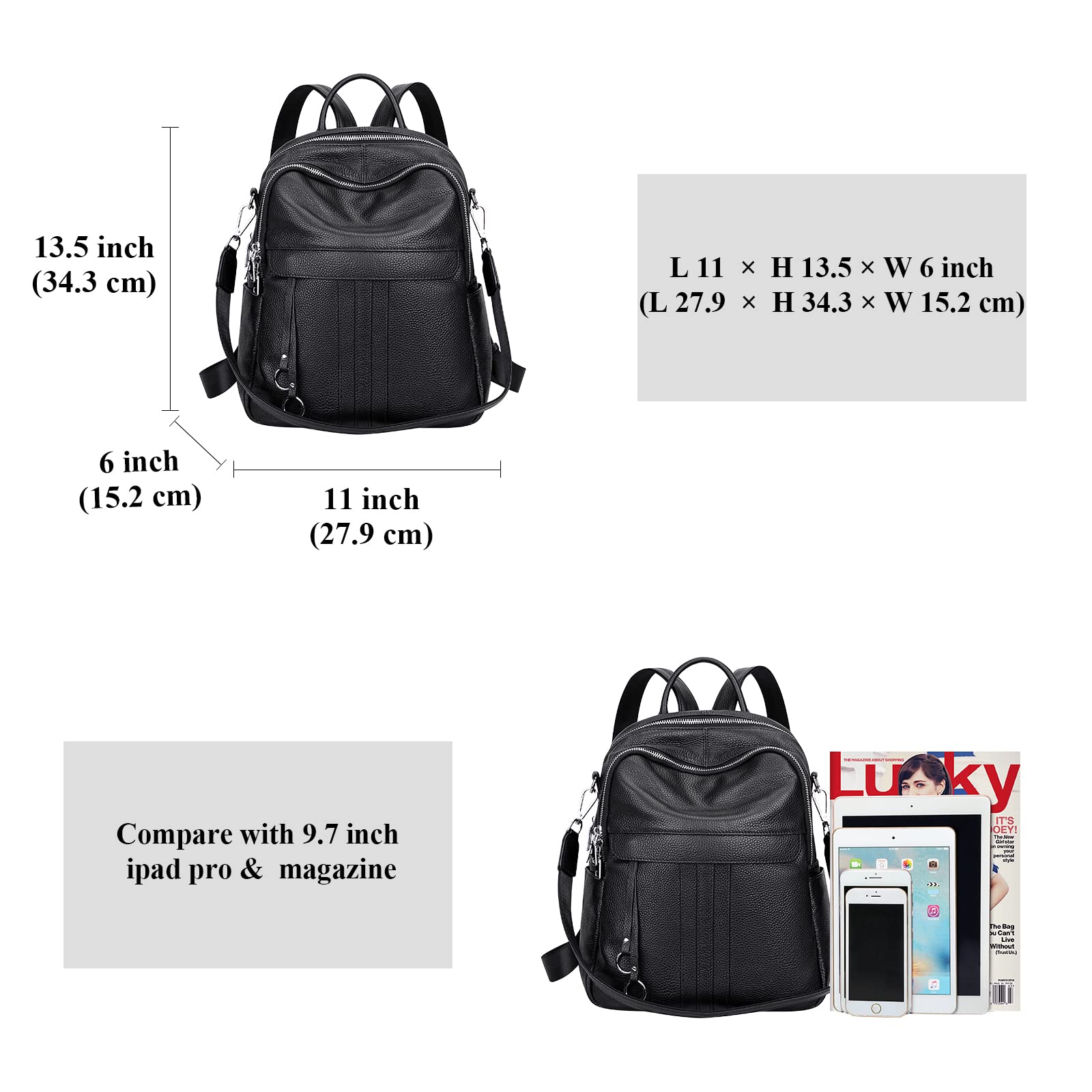 ALTOSY Genuine Leather Backpack for Women - Convertible Shoulder Bag & Purse - Stylish & Durable - Perfect for Work, Travel & Daily Use