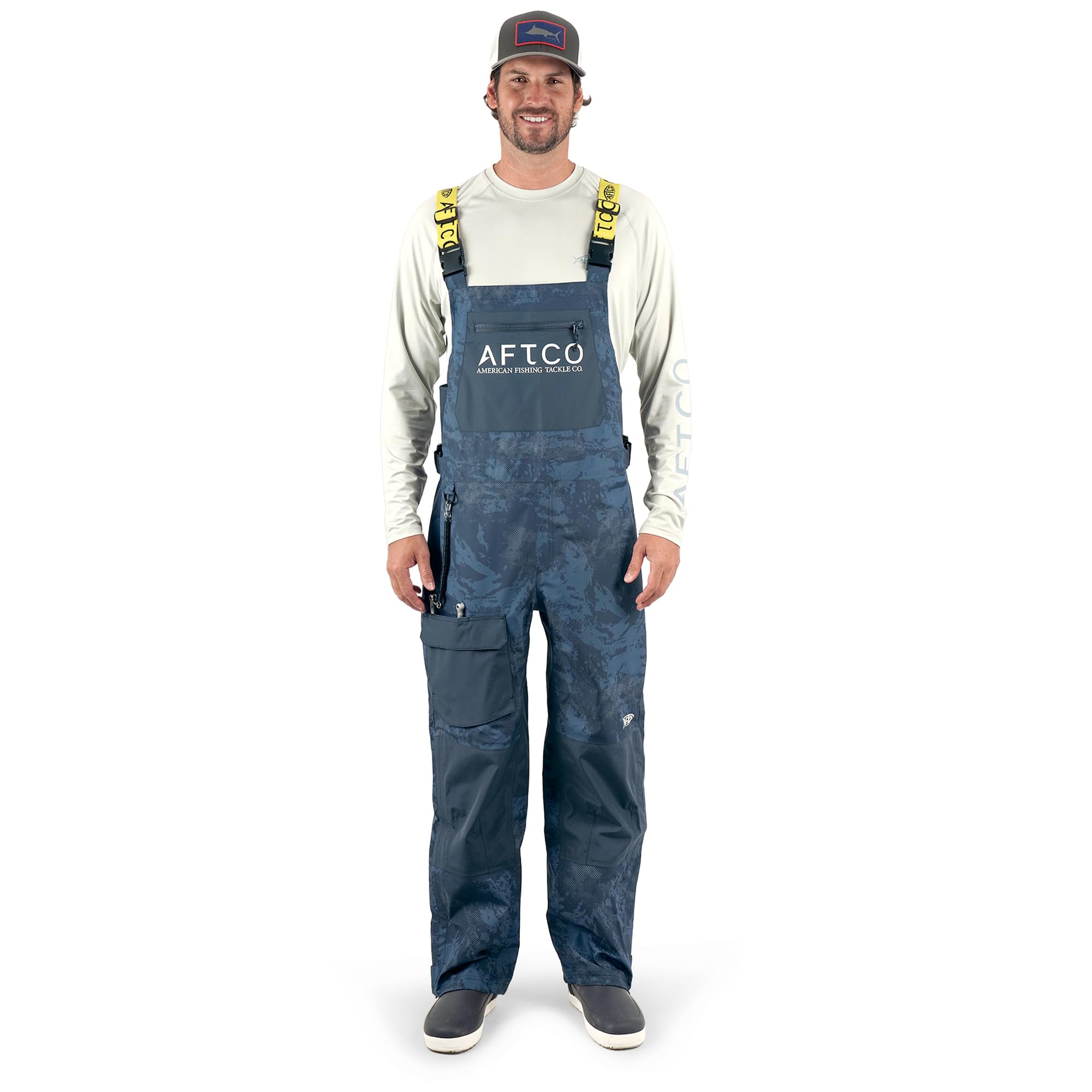 AFTCO Men's Barricade Fishing Bib - Waterproof & Durable Blue Fishing Overalls - Sizes S, M, L, XL, 2XL - Ideal for Saltwater Fishing, Offshore Angling & Cold Weather Protection