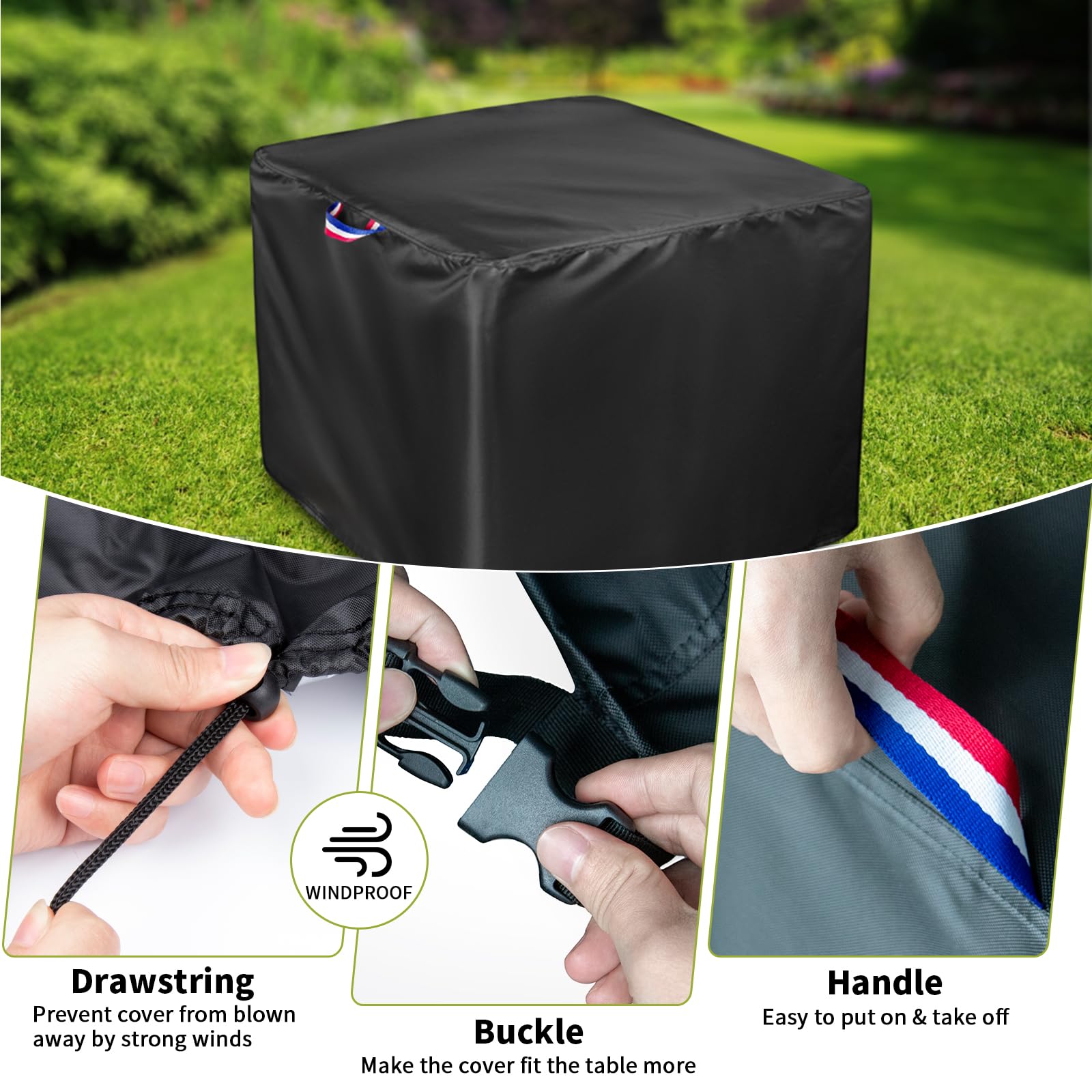 Waterproof 42 Inch Square Patio Table Cover - Heavy Duty Outdoor Furniture Protector for All Weather (42 x 42 x 28 Inches) - Perfect for Decks, Gardens & Backyard Dining Areas