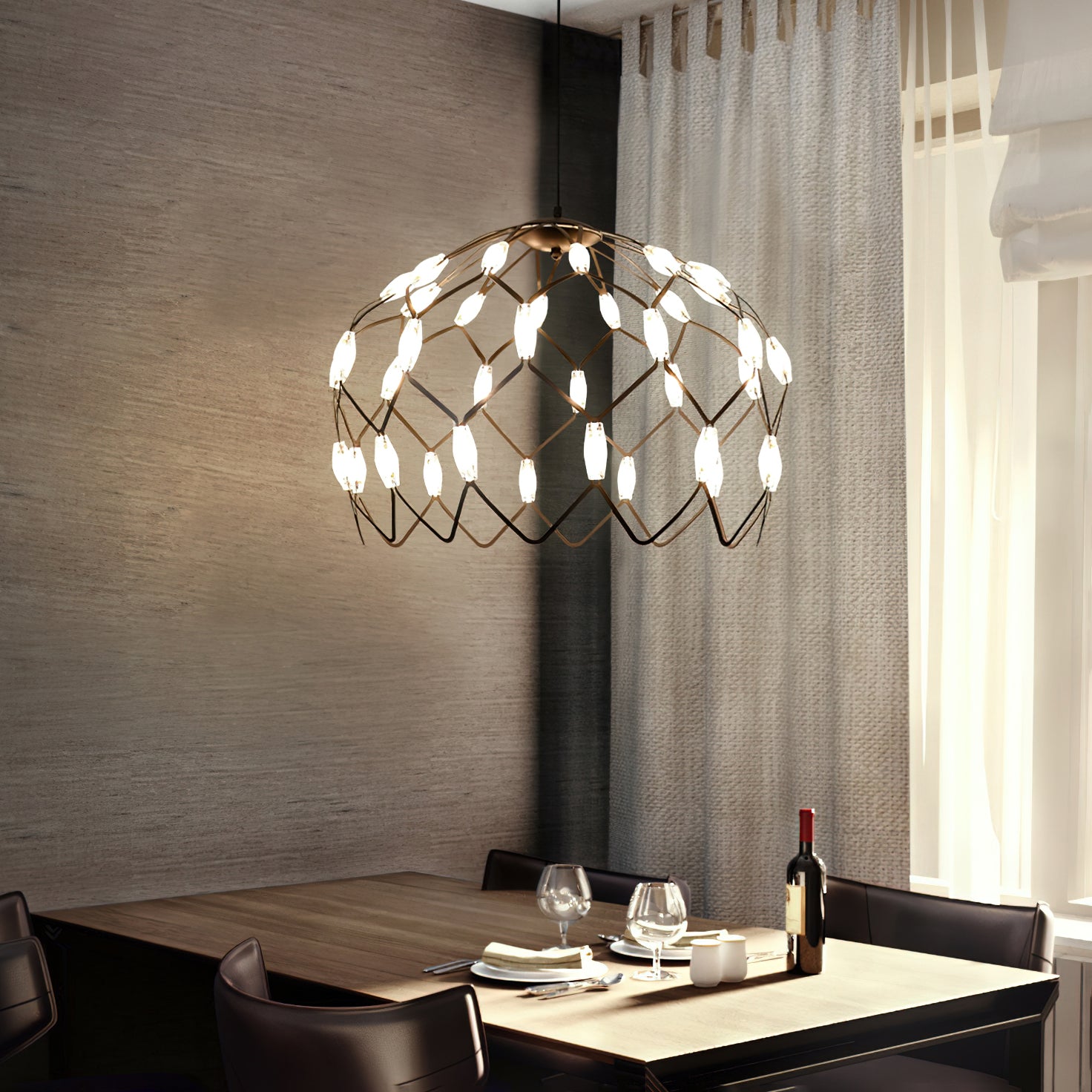 Modern Light Basket Pendant Lamp - Handwoven Rattan Hanging Light Fixture for Dining Room, Kitchen Island & Bedroom Decor | Boho Chic Ceiling Lighting
