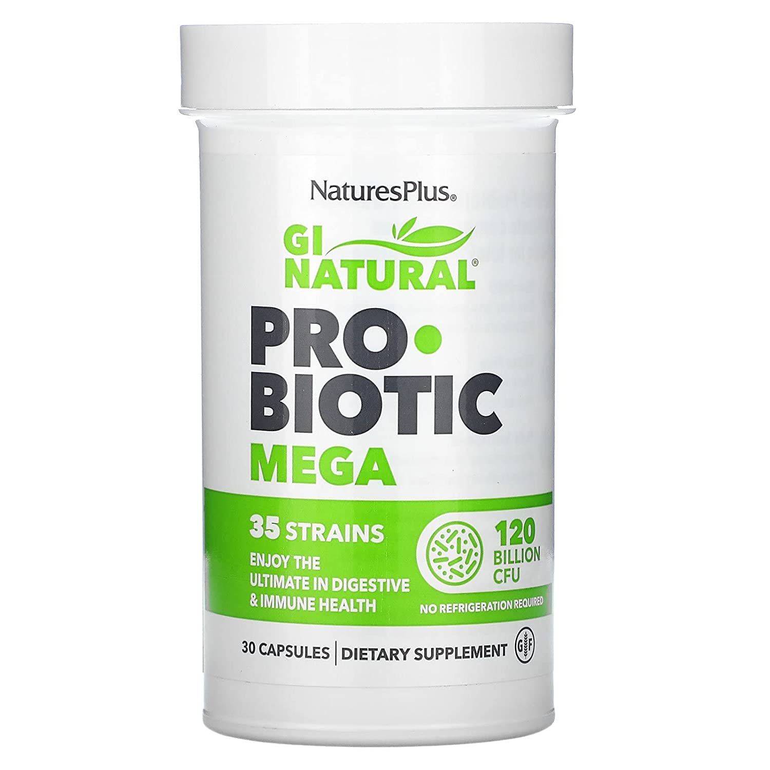 NaturesPlus GI Natural Probiotic Mega - 30 Capsules for Digestive & Immune Support | Gluten-Free Supplement | 30 Servings | Ideal for Gut Health & Daily Wellness
