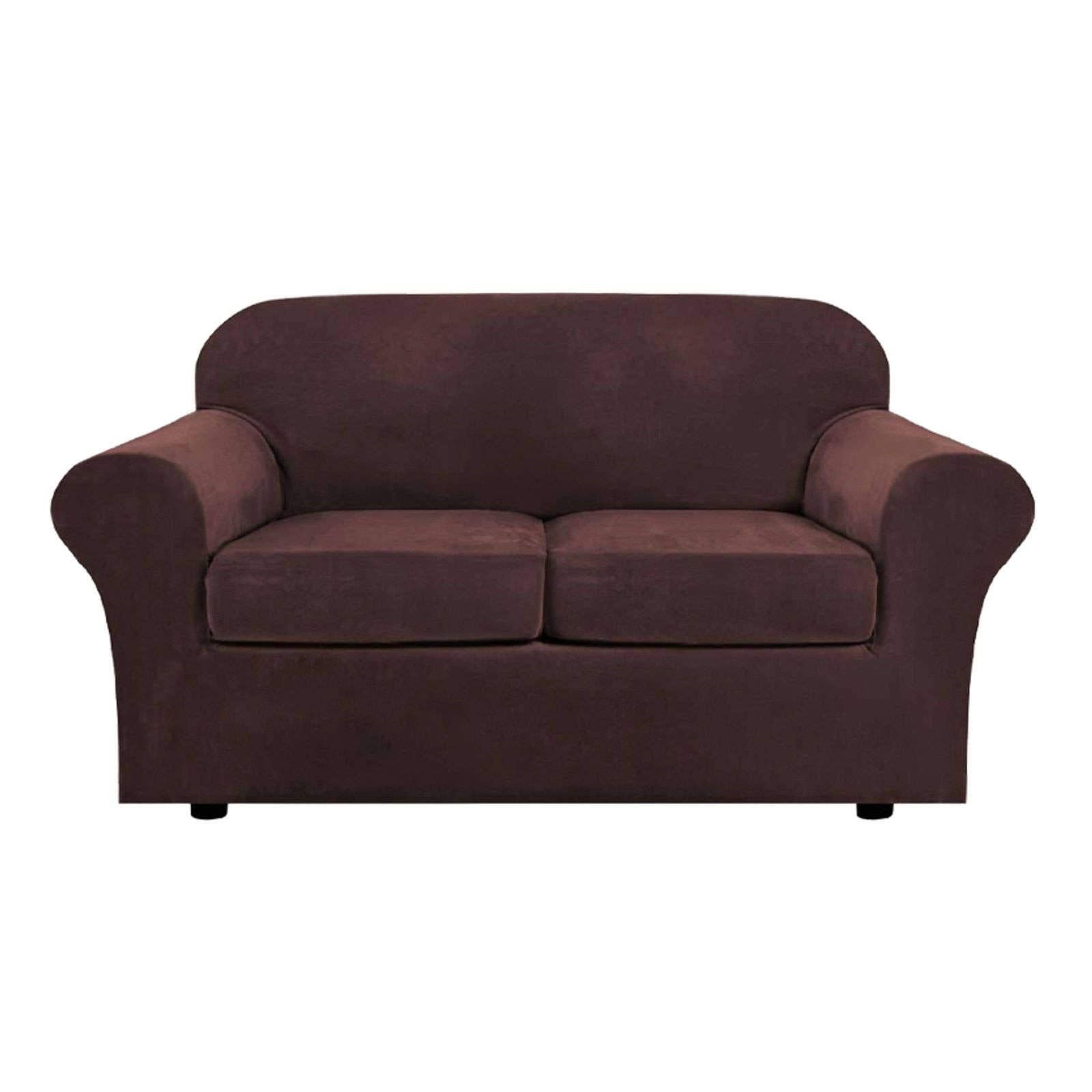 Velvet Plush Stretch Sofa Cover 3-Piece Set - Soft Anti-Slip Elastic Furniture Protector for 2-Cushion Couch & Loveseat | Washable, Durable & Thick Fabric | Perfect for Living Room, Bedroom & Home Decor