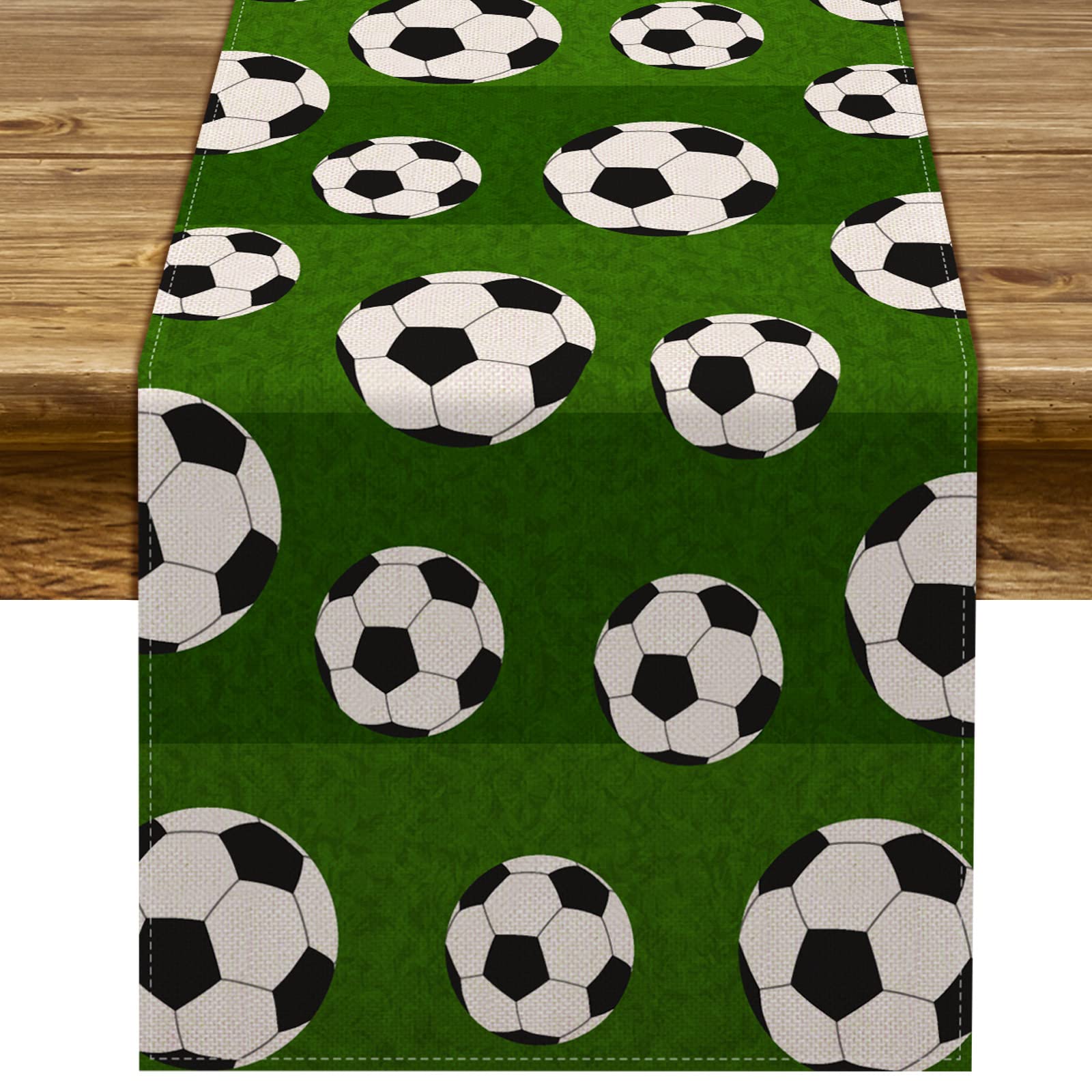 Premium Soccer Table Runner - Sports Theme Baby Shower & Birthday Party Decor - Washable Soccer Ball Design Tablecloth for Kitchen, Dining Room & Home Decor - Perfect for Soccer Parties, Game Nights & Sports-Themed Events