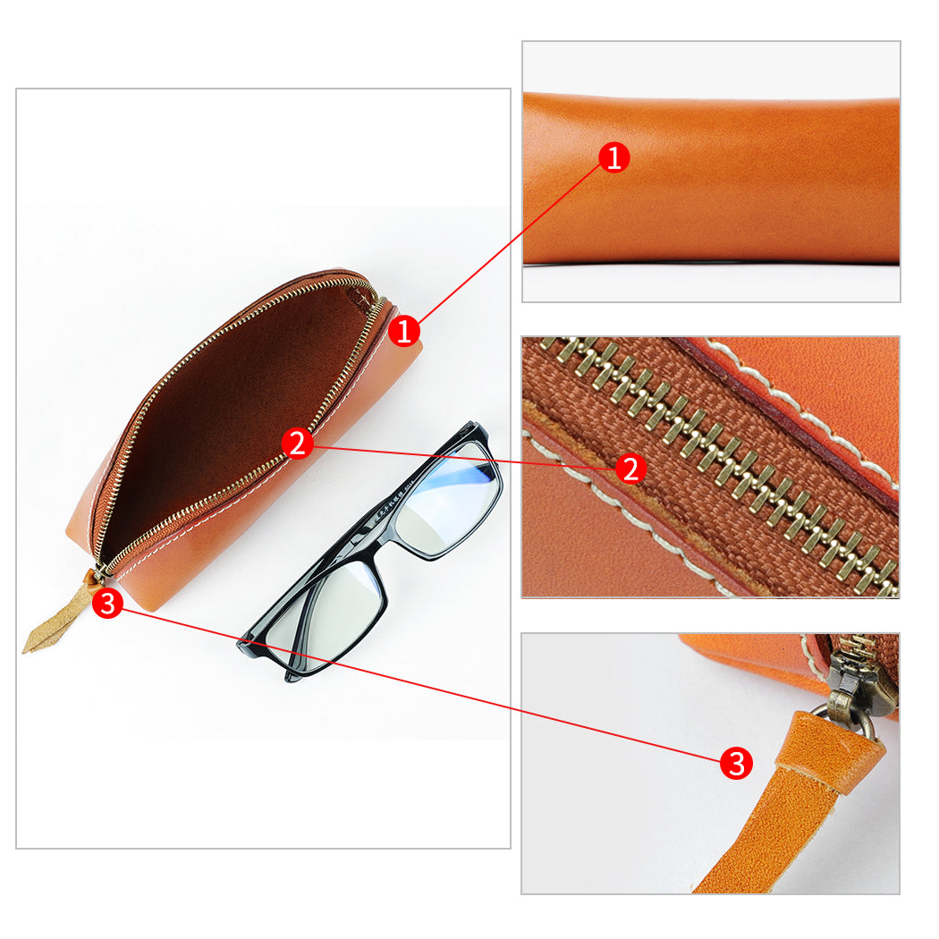 Handmade Unisex Leather Glasses Case & Pen Holder - Premium Eyewear and Writing Accessories Organizer for Travel, Office, and Daily Use