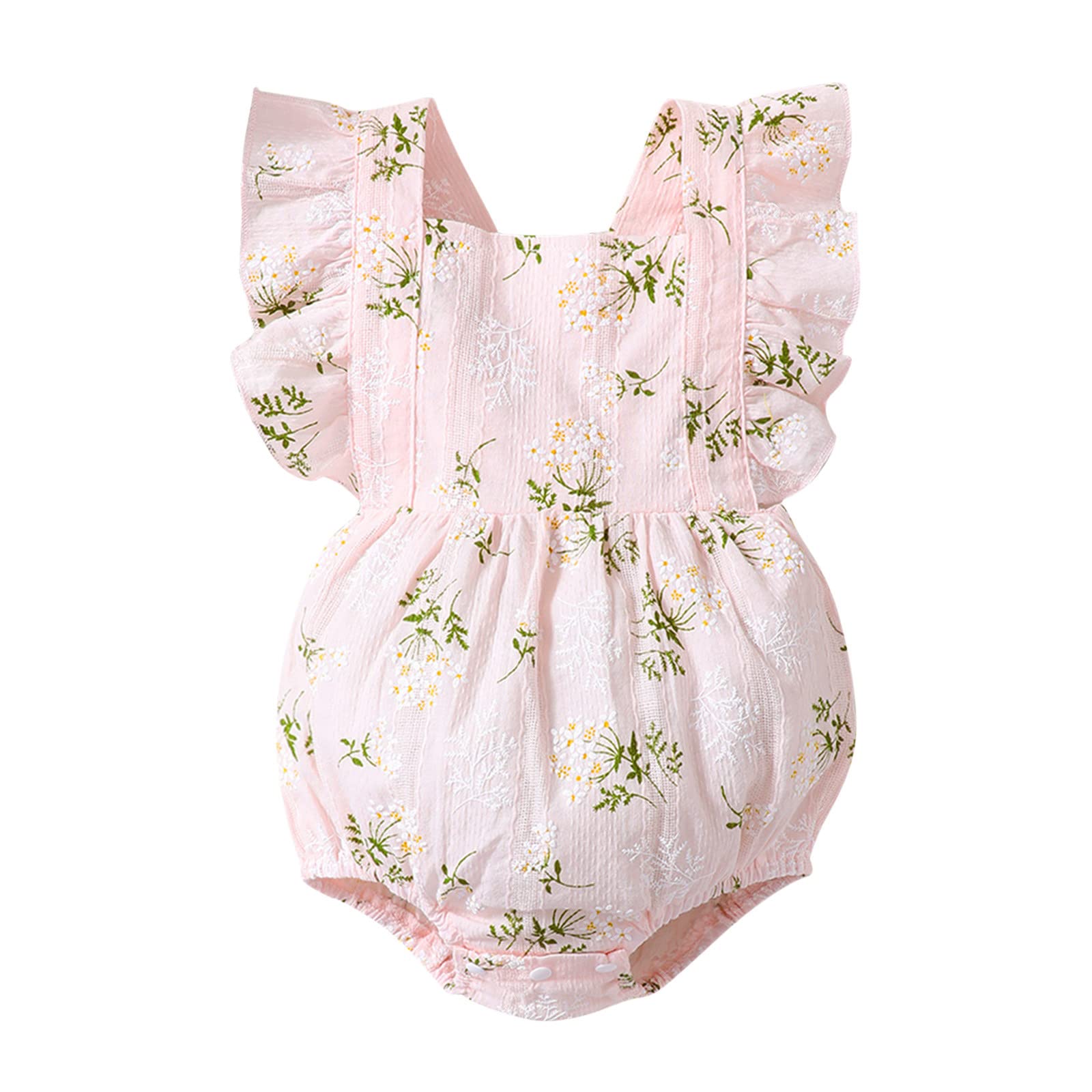 Toddler Girls Sleeveless Floral Romper Jumpsuit - Breathable Baby Bodysuit for Infant & Kids - Perfect for Summer Playdates, Beach Outings & Casual Wear