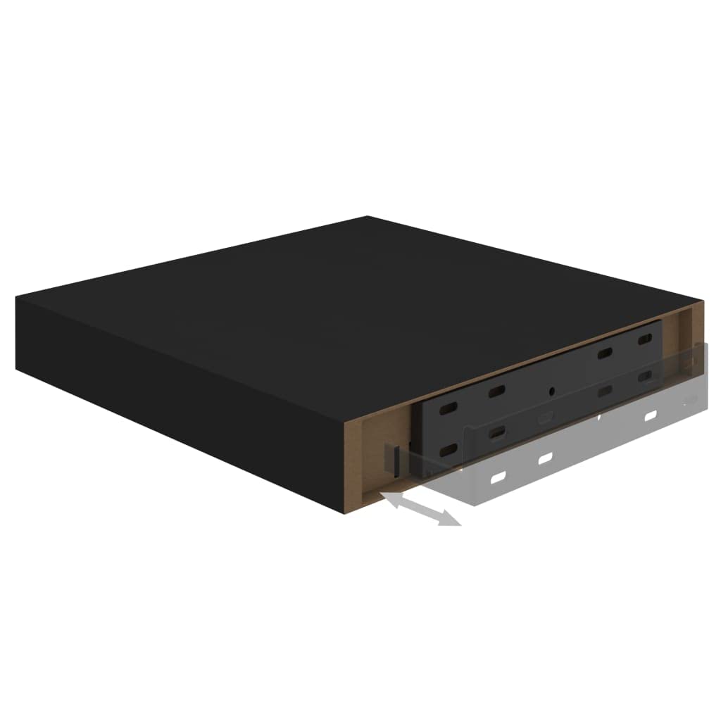 Modern Floating Wall Shelf - Black MDF Ledge Shelf 9.1