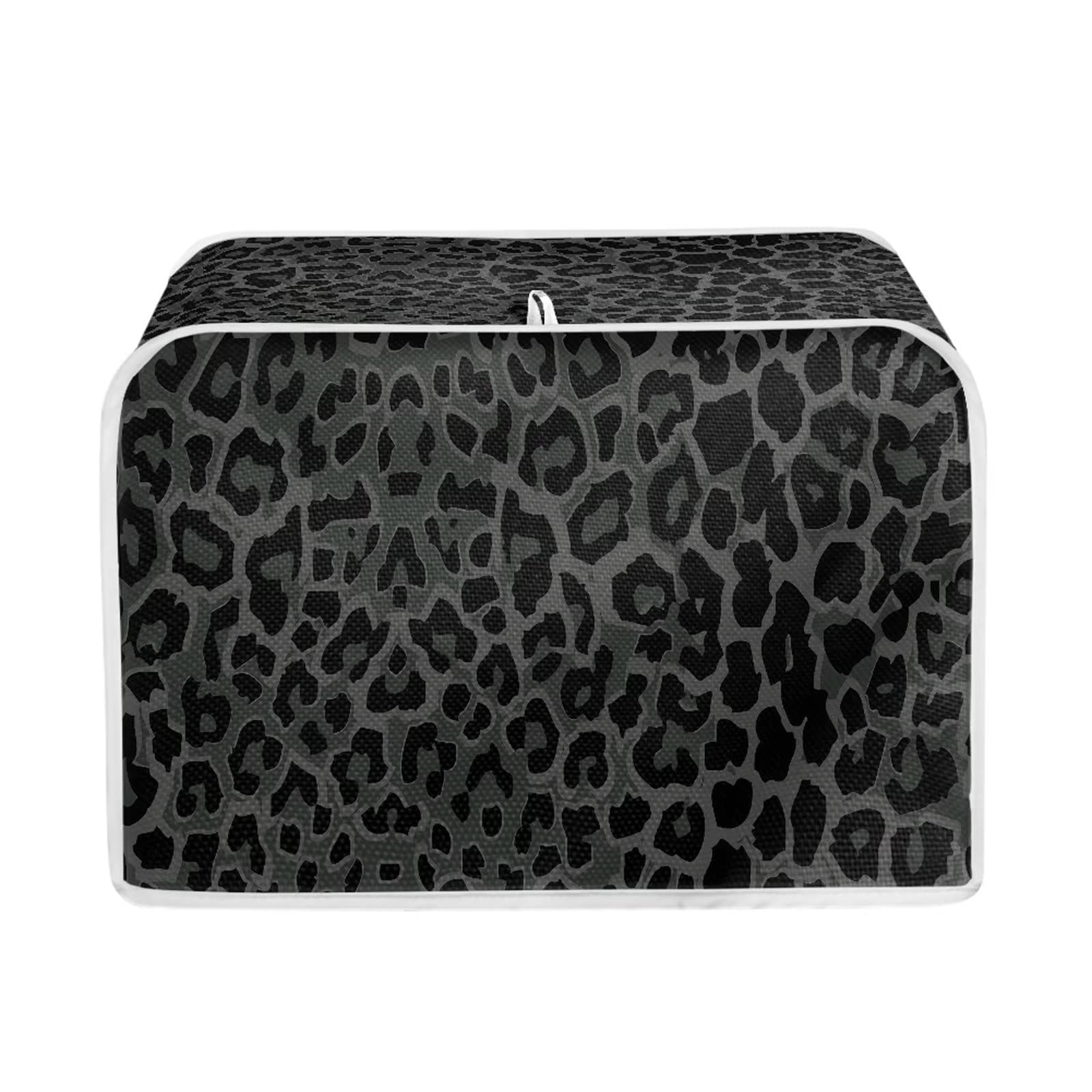 Black Leopard Print 4-Slice Toaster Cover - Washable Kitchen Appliance Protector for Toaster Ovens & Bread Toasters - Perfect for Baking, Breakfast & Small Kitchen Decor