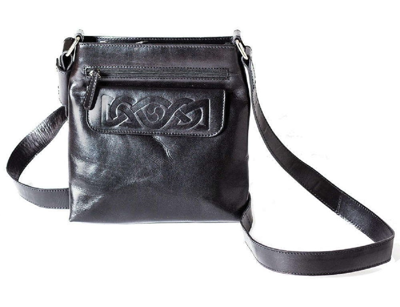 Authentic Irish Leather Crossbody Purse for Women - Biddy Murphy Handbag with Celtic Weave Embossing, Top Handle, Made in Ireland - Perfect for Daily Use, Travel & Special Occasions